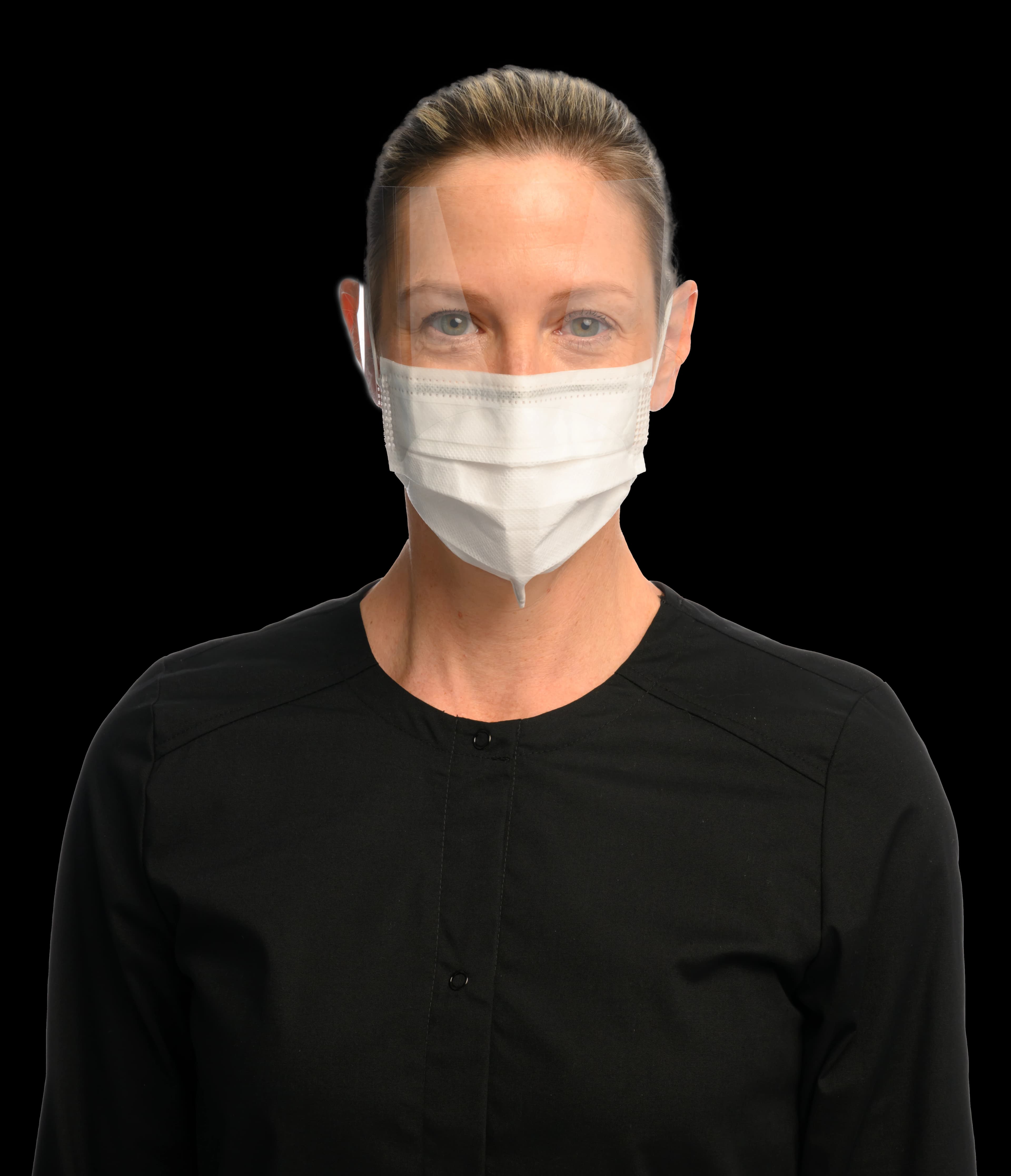 Crosstex Ultra Sensitive FogFree SecureFit Earloop Face Mask with Wrap-Around Shield, ASTM Level 3, White, 25/Box, GCPWSSF - Ultra™ Sensitive FogFree™ Earloop Mask w/ Shield w/ Secure Fit™ Surgical Face Mask ASTM Level 3 White Box of 25 - Image 1