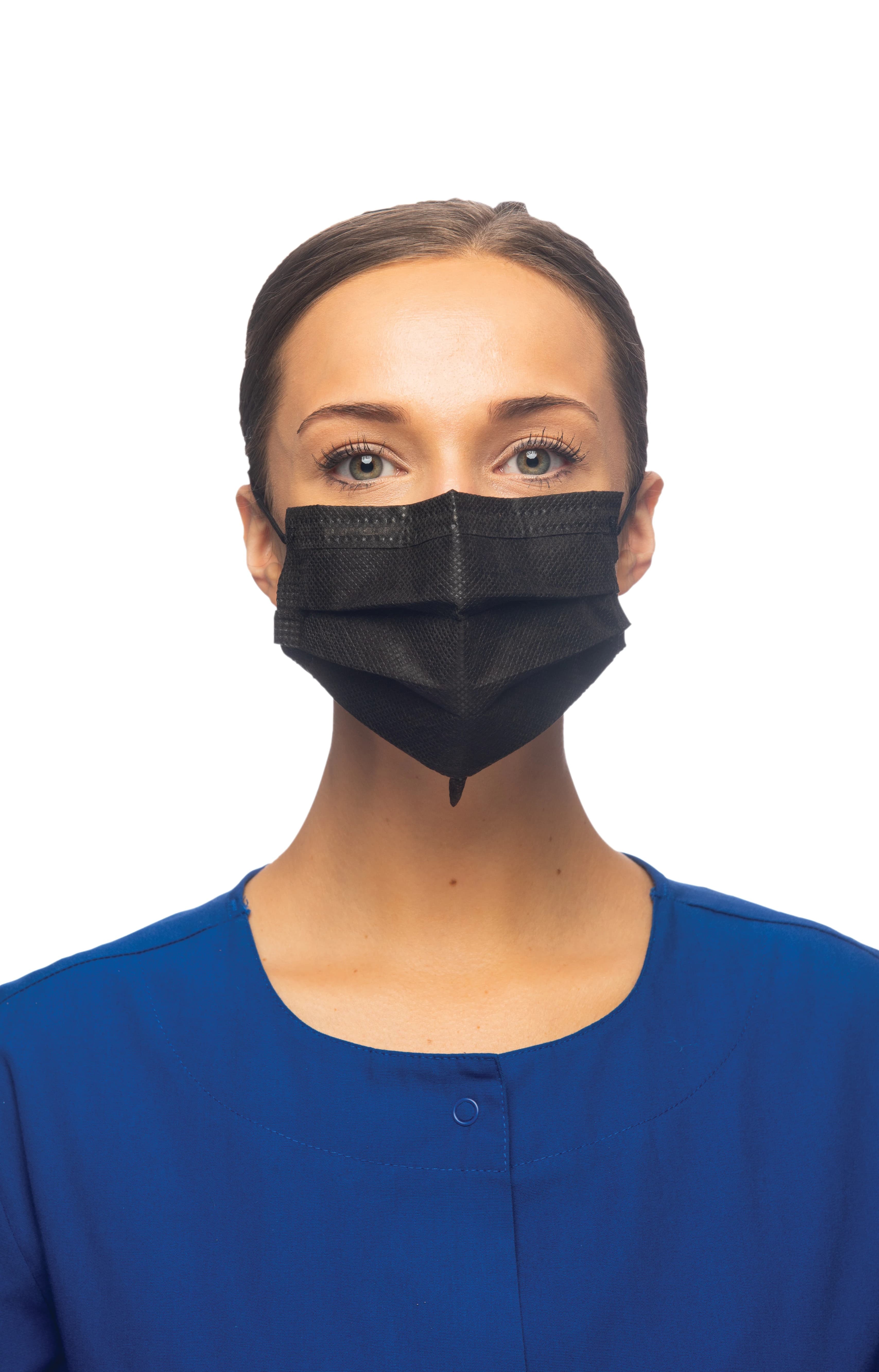 Crosstex™ Surgical Face Mask with Secure Fit™ Technology, ASTM Level 3, Black, Ear Loop, 50/Box, GCFBKSF - Crosstex™ Surgical Face Mask with Secure Fit™ Technology ASTM Level 3 Black Box of 50 - Image 1