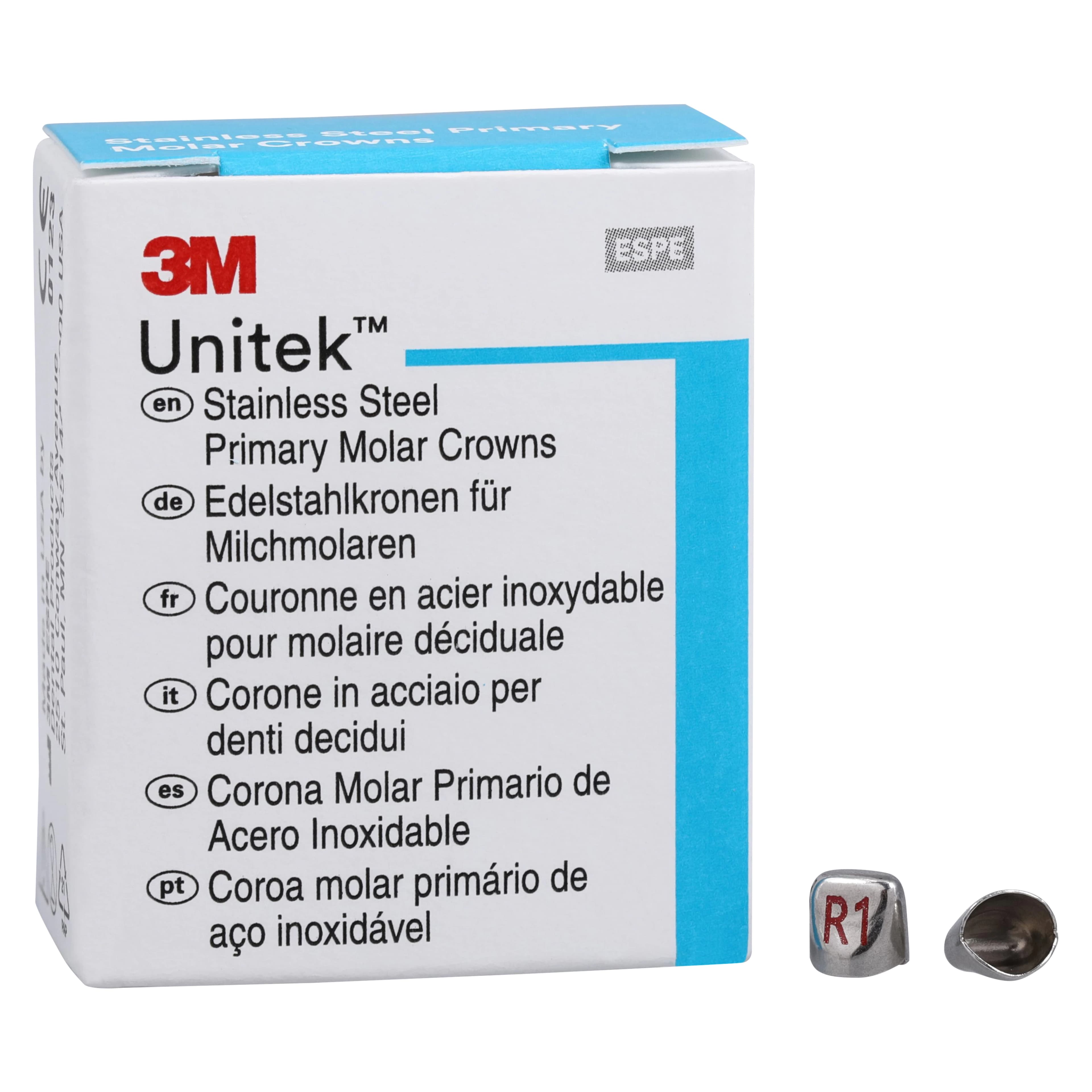 3M Unitek Stainless Steel Primary Anterior Crown, Upper Right Lateral, Size 1 (URL1), 5/Box, 907031 thumbnail 2