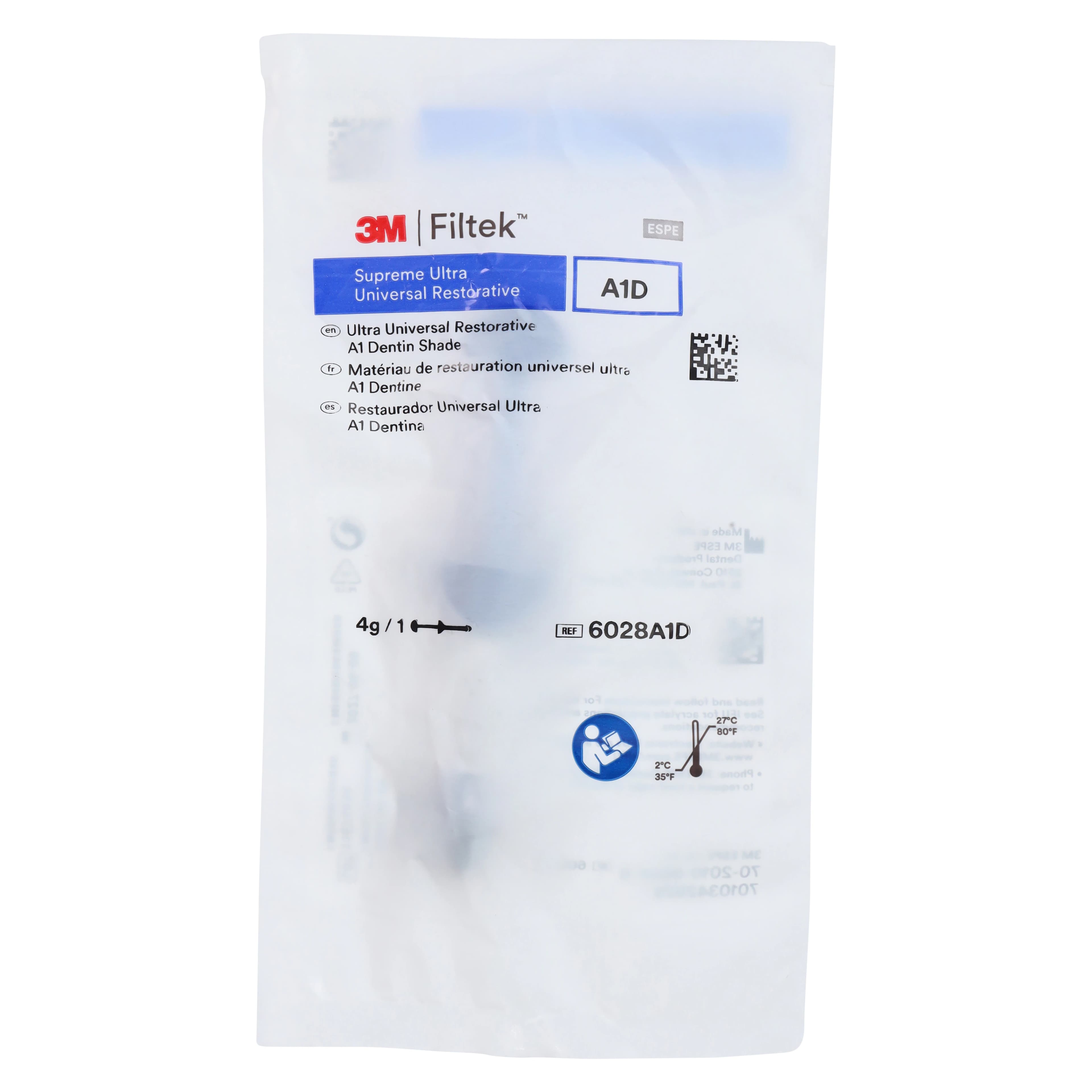 Filtek Supreme Ultra Universal Restorative Syringe, A1 Dentin, 4 g, 6028A1D thumbnail 3