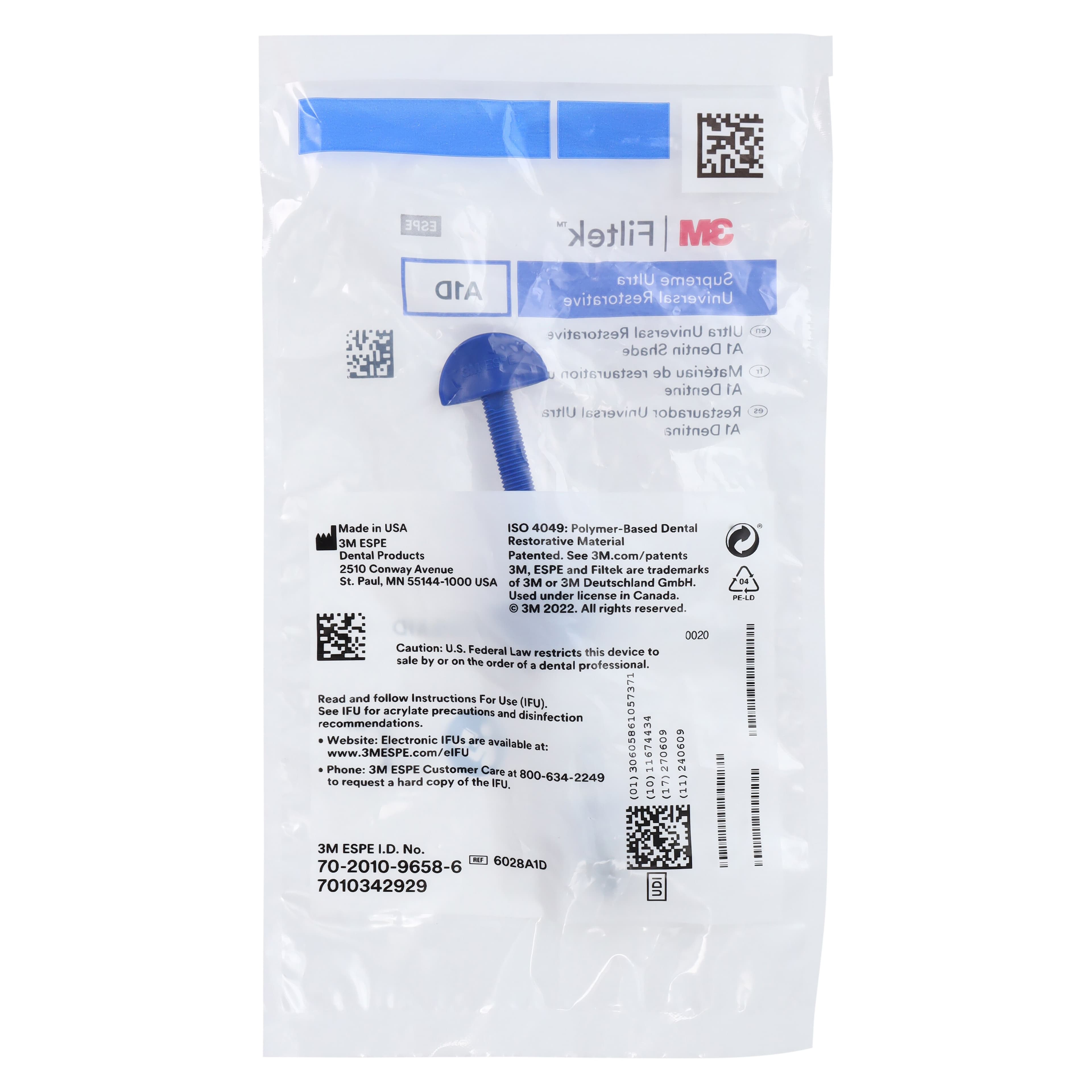 Filtek Supreme Ultra Universal Restorative Syringe, A1 Dentin, 4 g, 6028A1D thumbnail 4