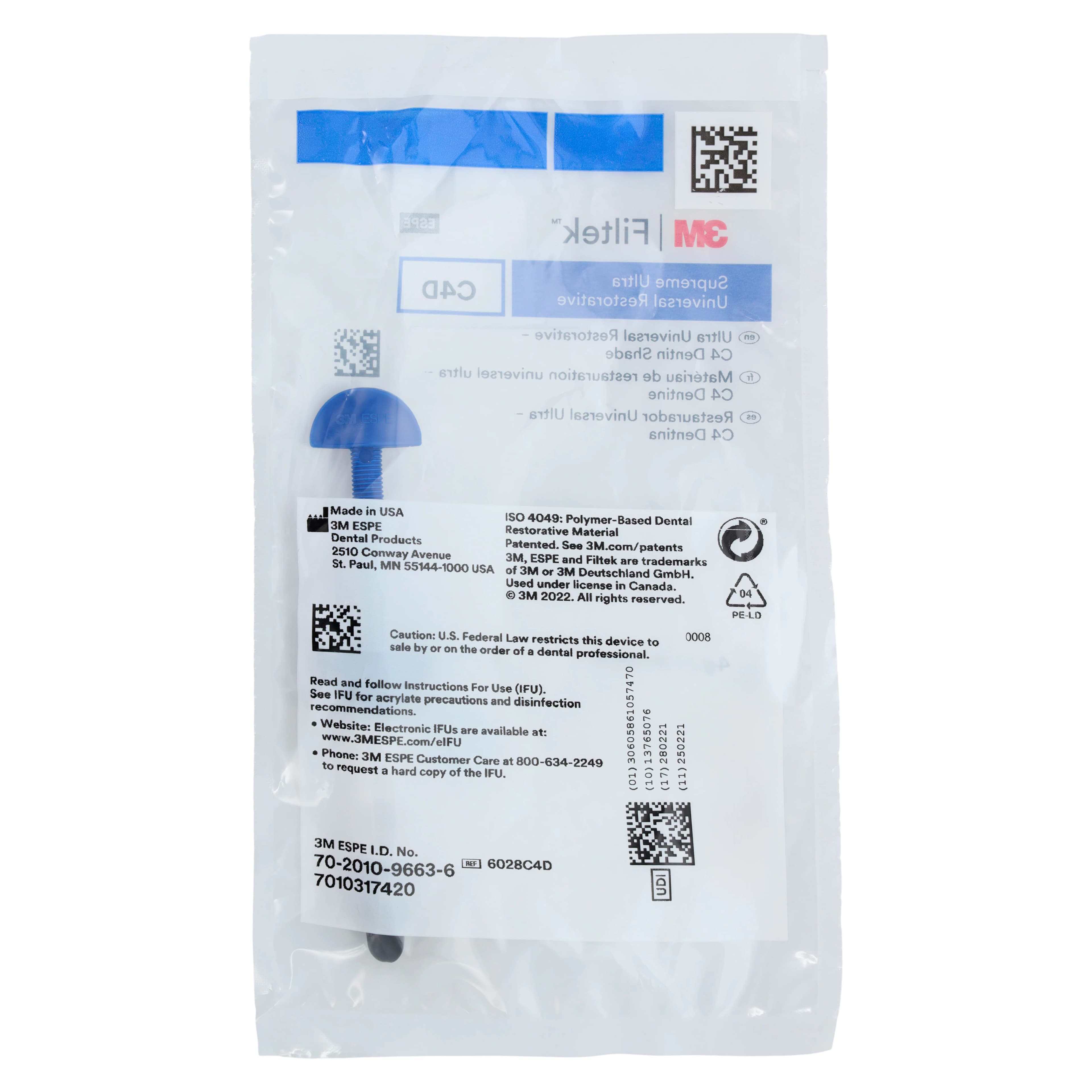 Filtek Supreme Ultra Universal Restorative Syringe, C4 Dentin, 4 g, 6028C4D thumbnail 3