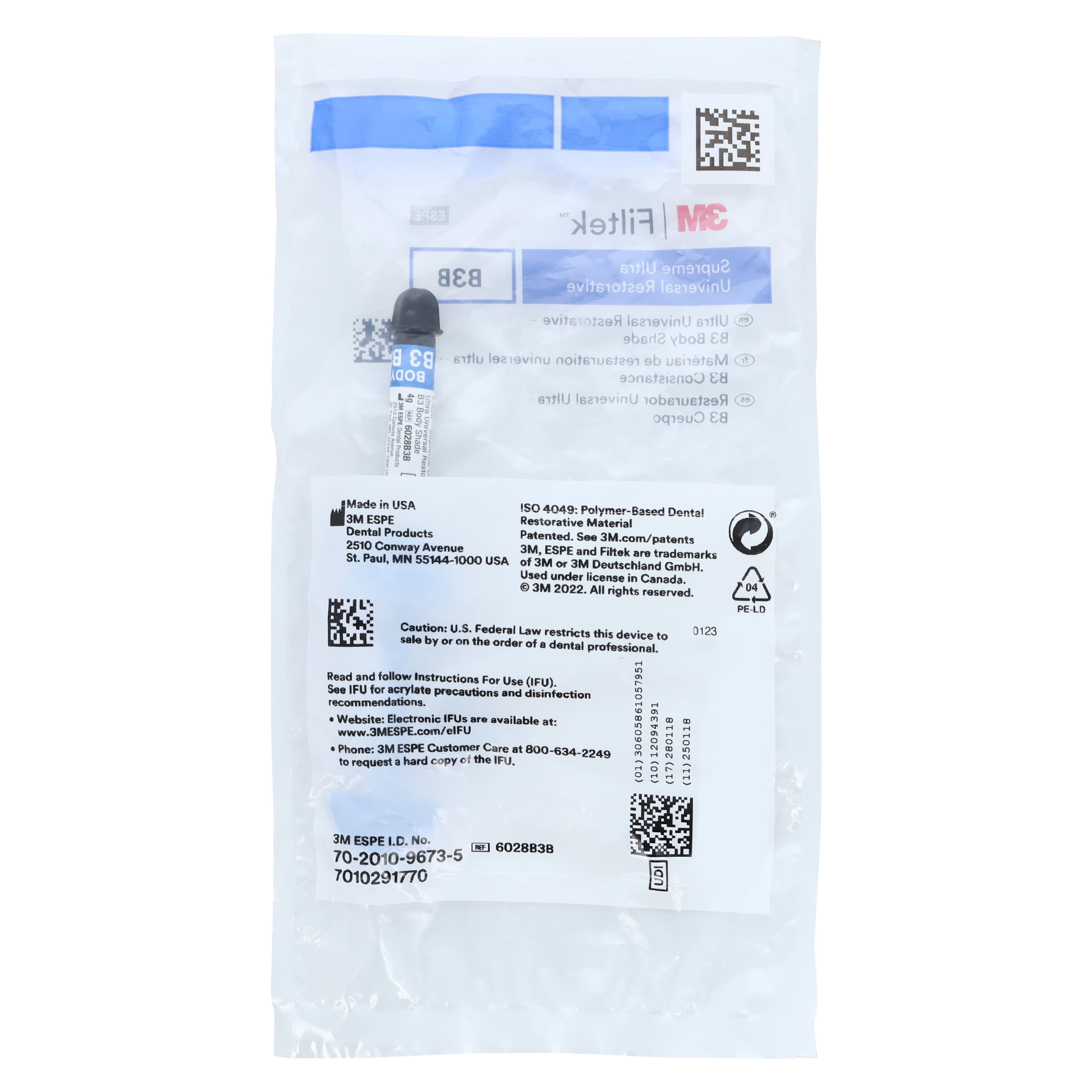3M Filtek Supreme Ultra Universal Restorative Syringe Refill, B3 Body, 4 g, 6028B3B thumbnail 4
