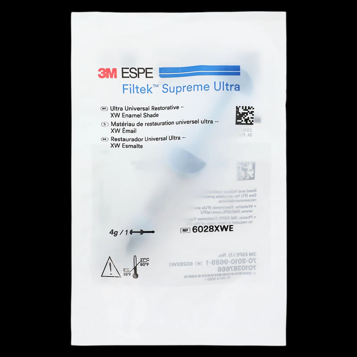 Filtek Supreme Ultra Universal Restorative, Extra White (XW) Enamel, 4 g Syringe Refill, 6028XWE - Filtek Supreme Ultra, Universal Composite, Syringe Refill, Enamel, XW, 4 g, 1/Pk, 6028XWE - Image 1