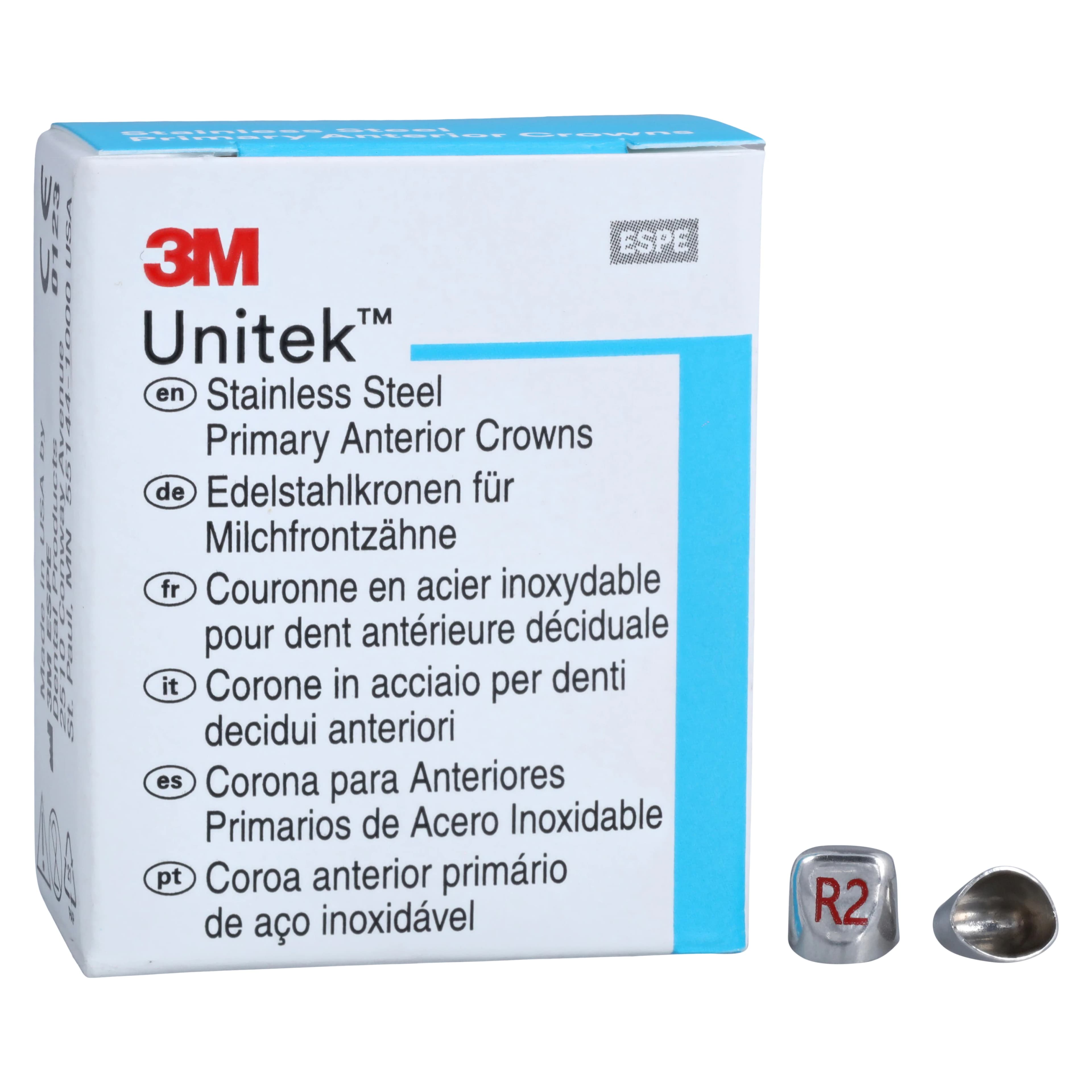 3M Unitek Stainless Steel Primary Anterior Crown, Upper Right Lateral, Size 2, Refill, 5/Box, 907032 thumbnail 2