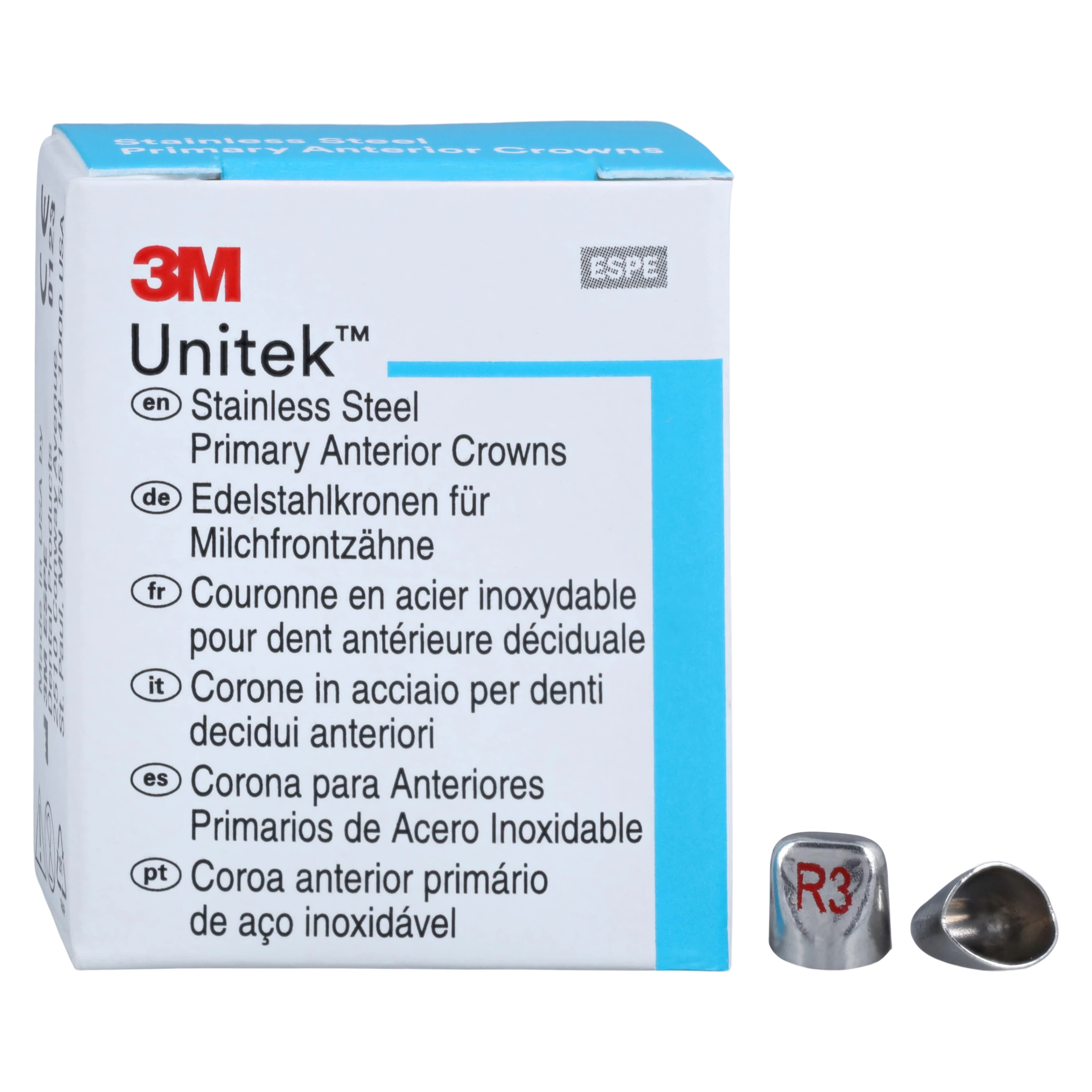 3M Unitek Stainless Steel Primary Anterior Crown, Upper Right Lateral, Size 3 (URL3), 5/Box, 907033 thumbnail 2
