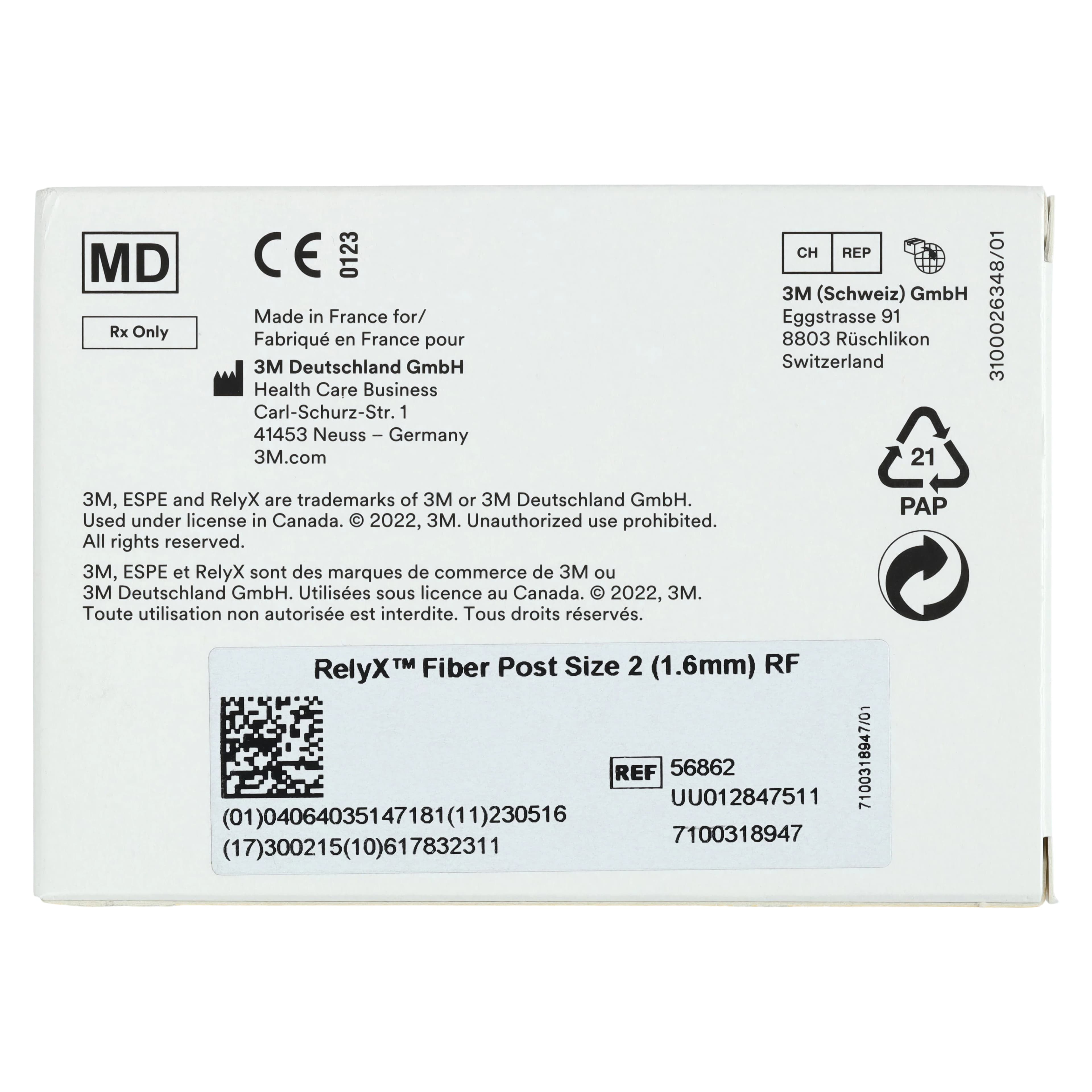 3M RelyX Fiber Post Refill, Size 2, 1.6 mm Diameter, Red, 10/Pk, 56862 thumbnail 5