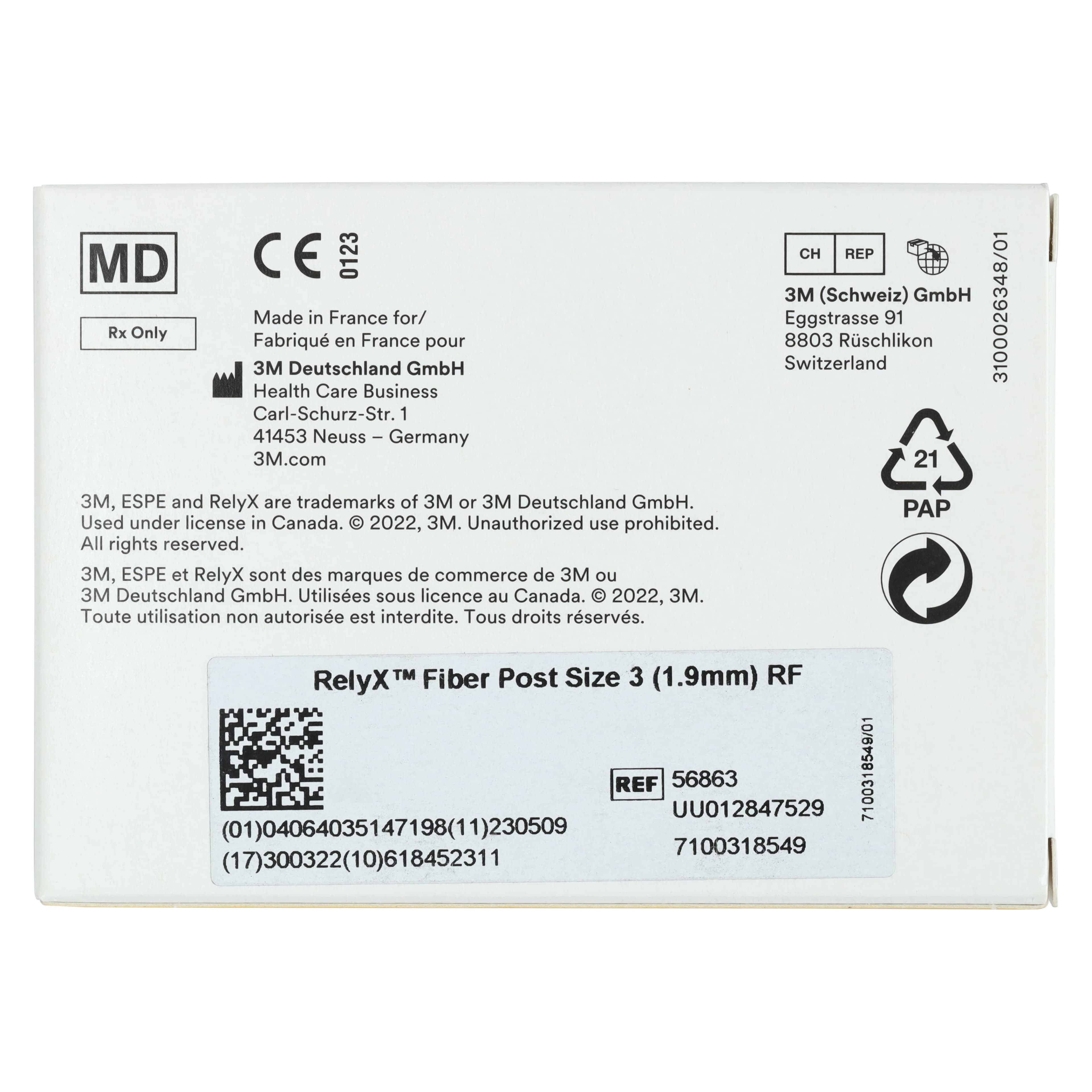 3M RelyX Fiber Post Refill, Size 3, 1.9 mm Diameter, Blue, 10/Pk, 56863 thumbnail 5
