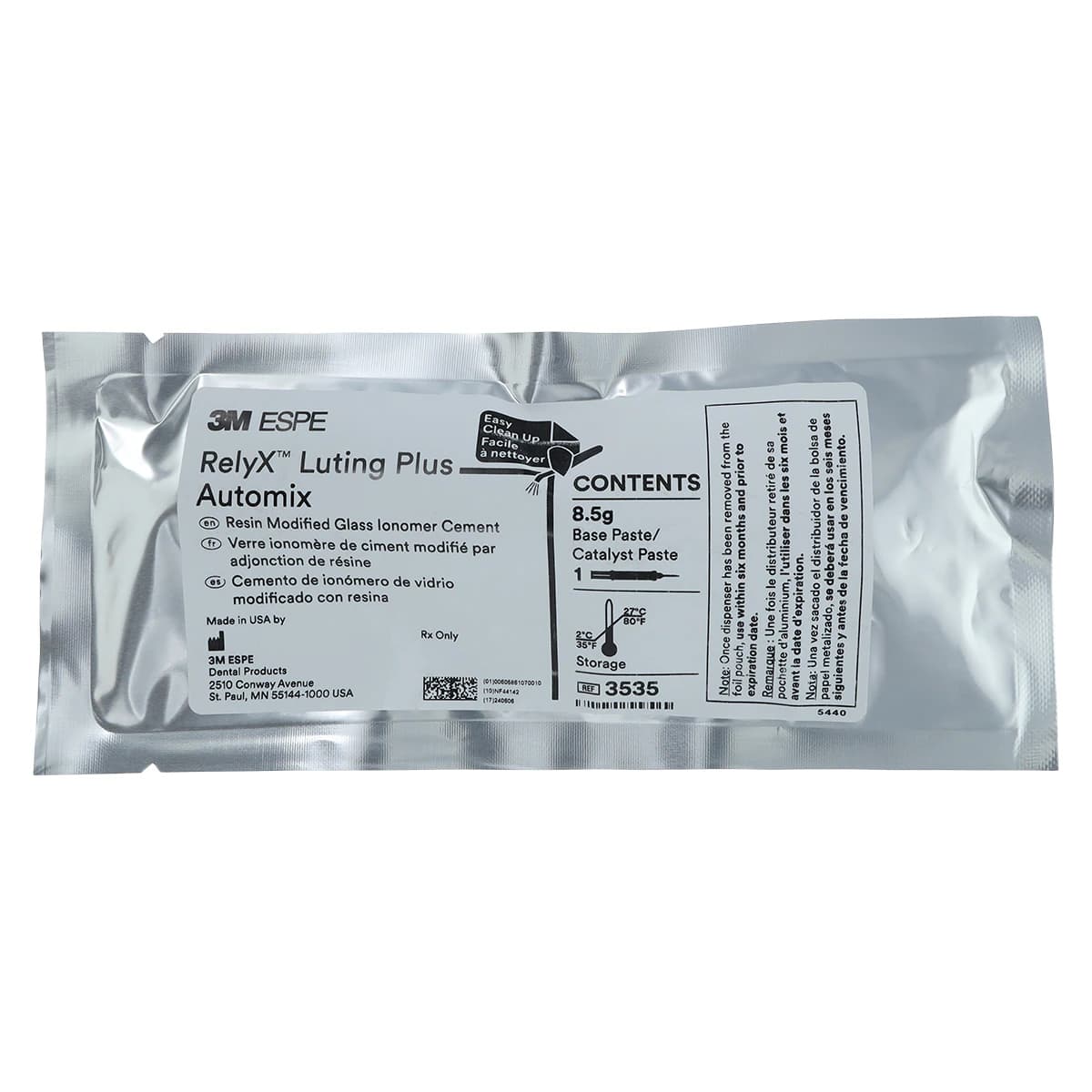 RelyX Luting Plus Automix Resin-Modified Glass Ionomer Cement, Trial Kit, 8.5 g Syringe, 12 Mixing Tips, 3535TK thumbnail 3