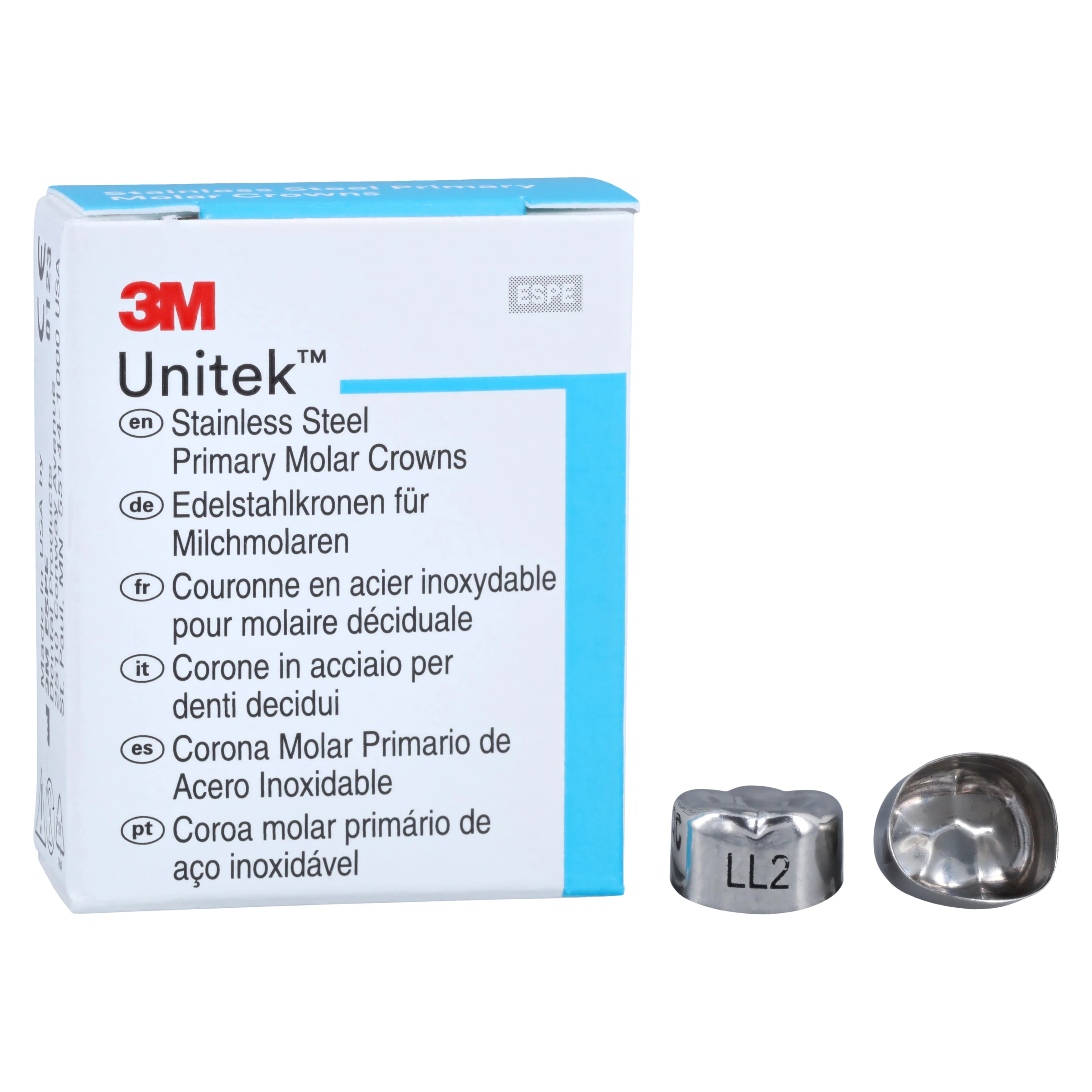 3M Unitek Stainless Steel Primary Molar Crown, Lower Left Second Primary Molar, Size 2 (2LL2), 5/Box, 900232 thumbnail 2