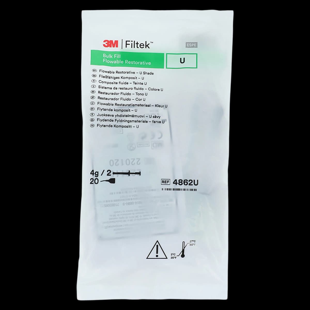 3M Filtek Bulk Fill Flowable Restorative, Universal Shade, 2 g Syringe Refill, 2/Pkg, 4862U - Filtek Bulk Fill Flow Syringe Universal - Image 1