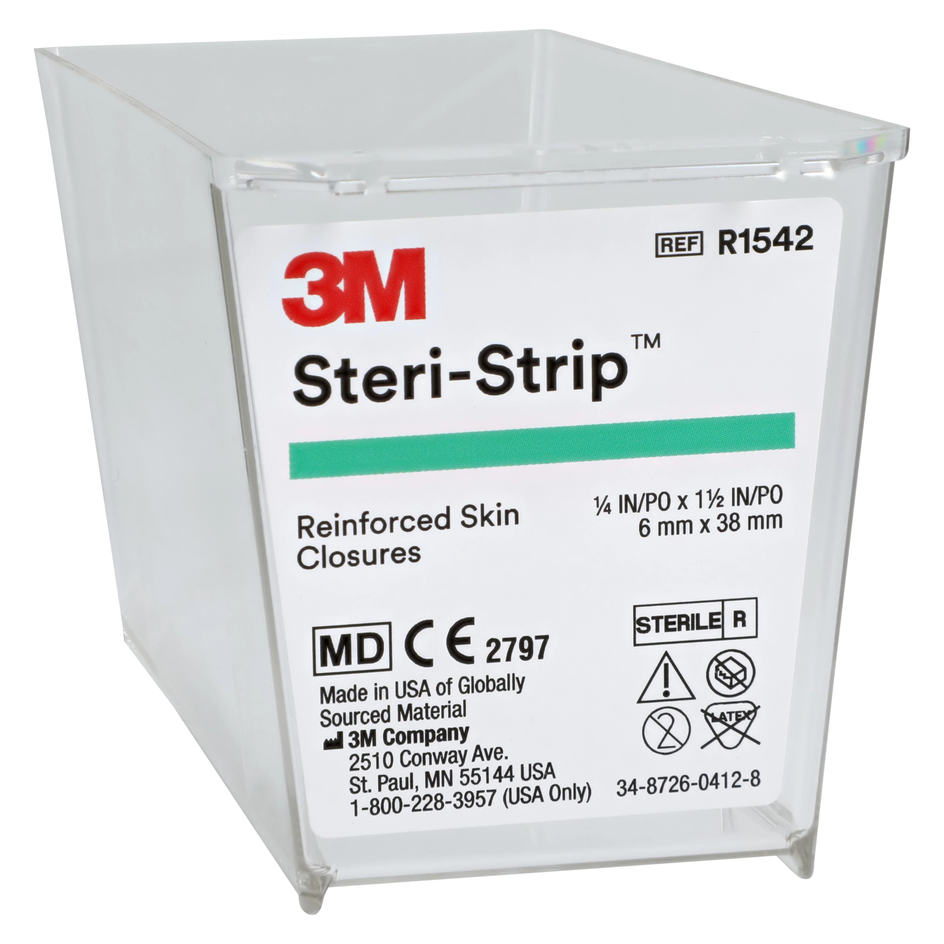 3M Steri-Strip Adhesive Skin Closures, Reinforced, 1/4" x 1-1/2", White, 6 Strips/Env, 50 Env/Bx, R1542 thumbnail 5