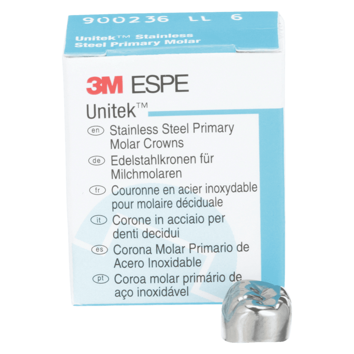 3M Unitek Stainless Steel Primary Molar Crown, Lower Left Second Primary Molar, Size 6 (2LL6), 5/Box, 900236 thumbnail 2