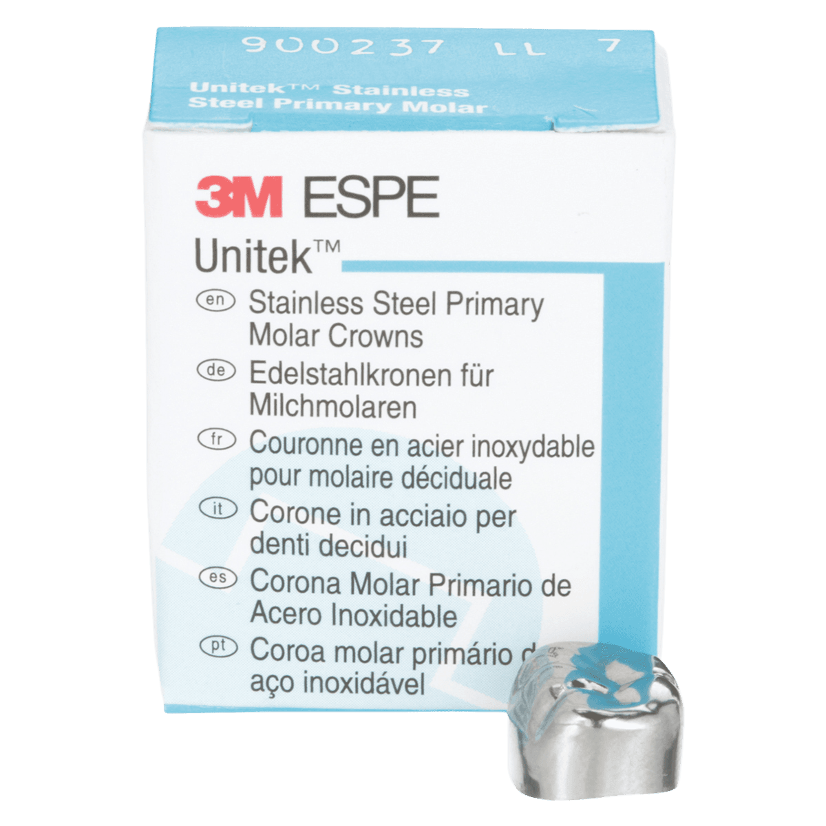 3M Unitek Stainless Steel Primary Molar Crown, Lower Left Second Primary Molar, Size 7 (LL7), 5/Box, 900237 thumbnail 2