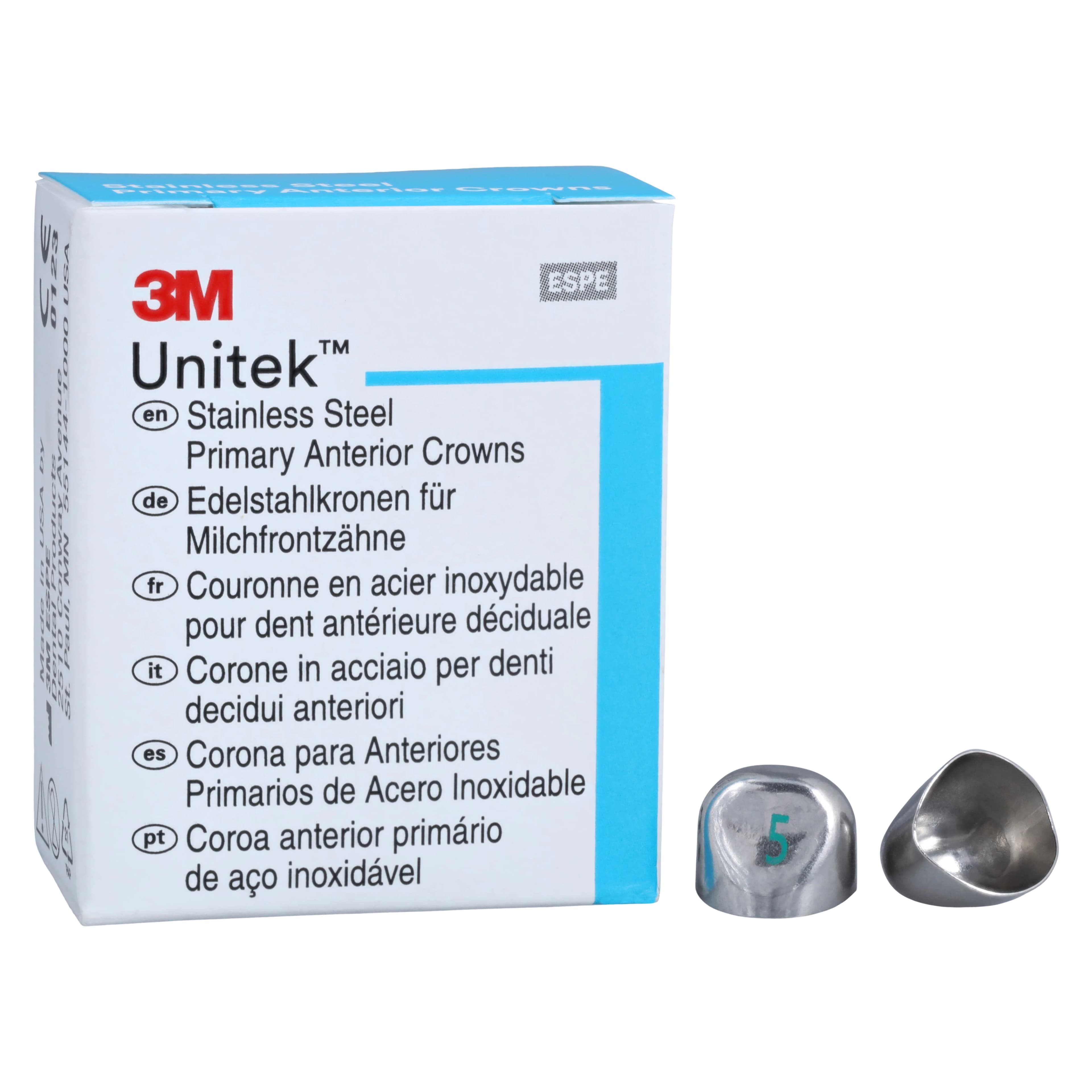3M Unitek Stainless Steel Primary Anterior Crowns, Upper Cuspid, Size 5U, 5/Box, 907045 thumbnail 2