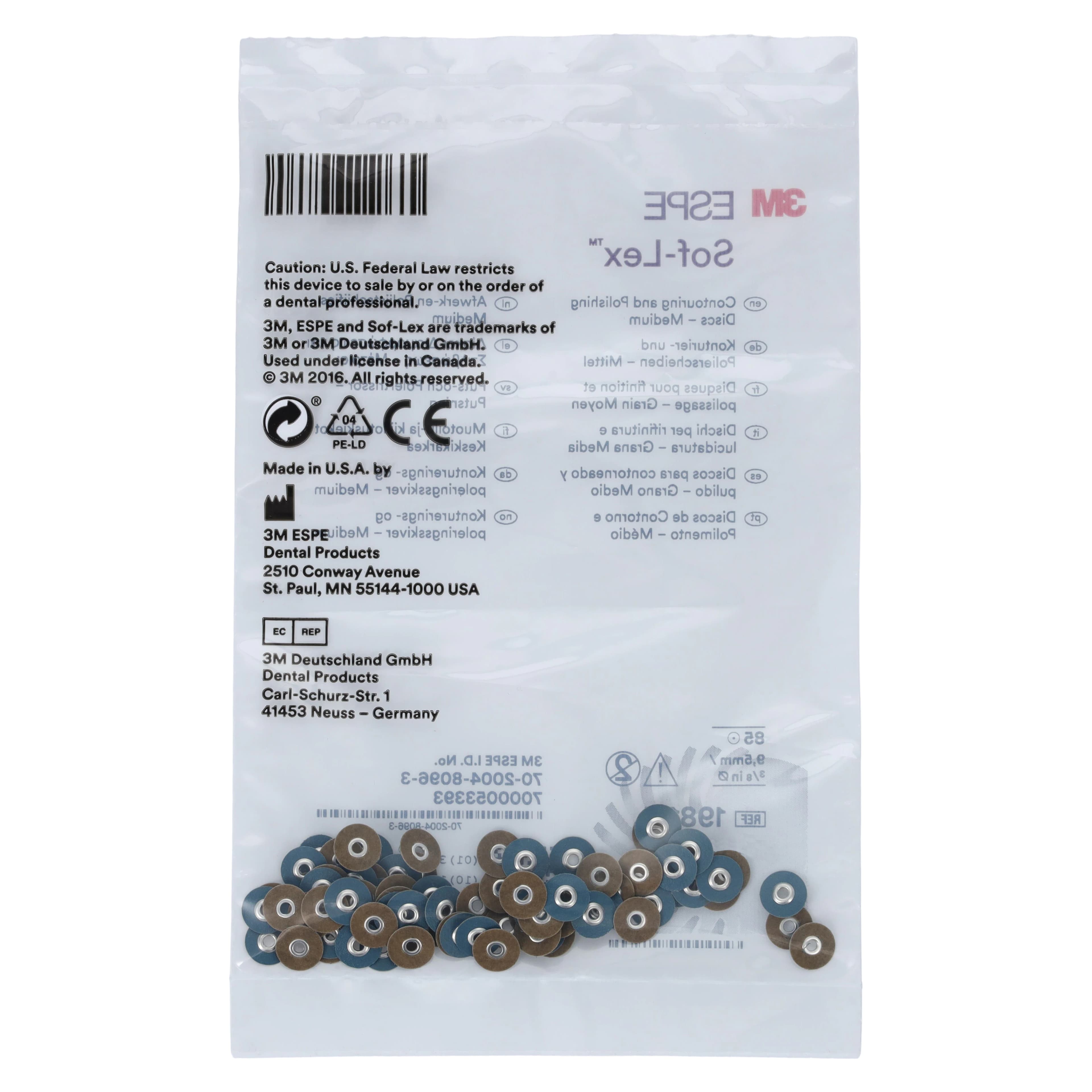 3M Sof-Lex Pop-On Contouring and Polishing Discs, 3/8" Diameter, Medium (Dark Blue), 85/Pk, 1981M thumbnail 4