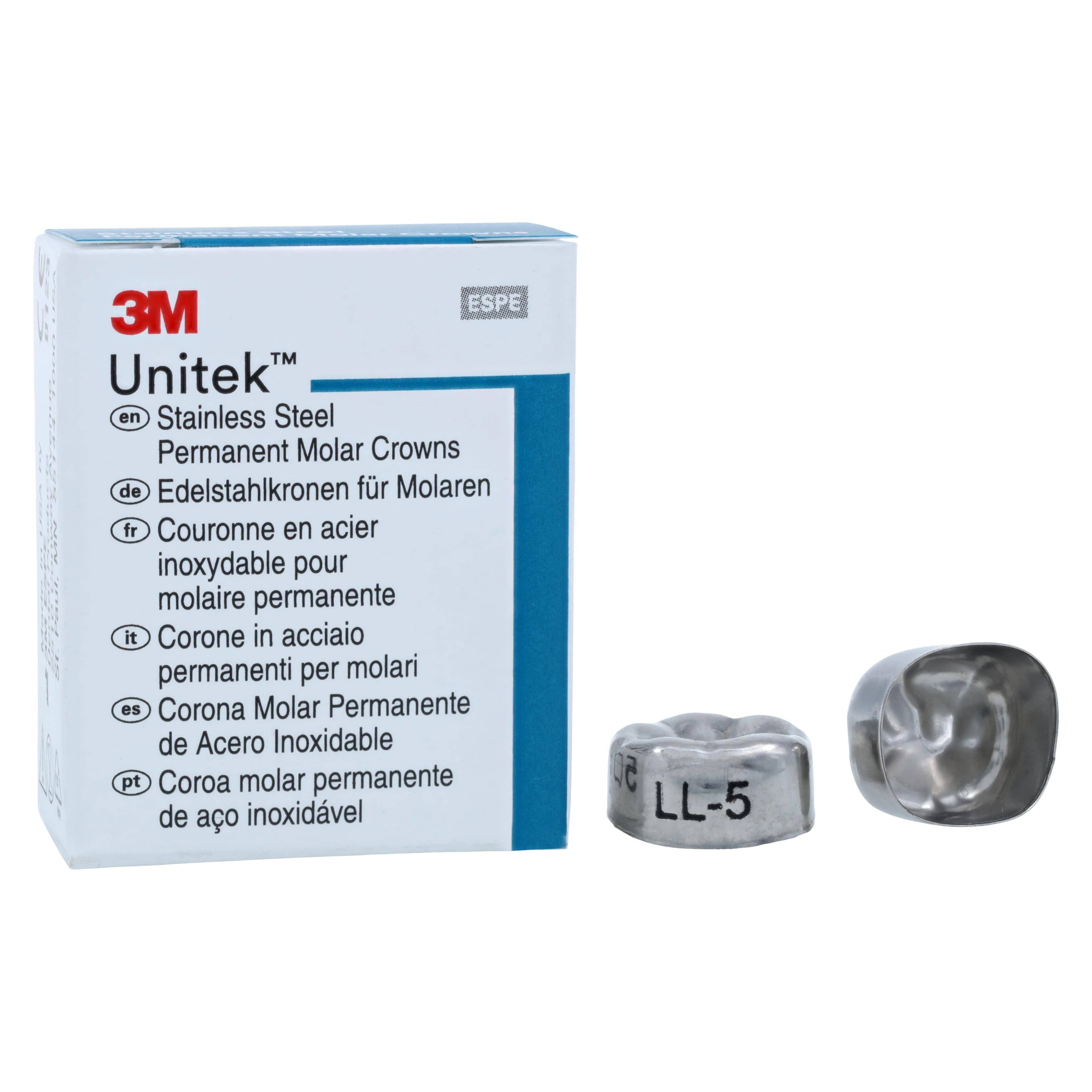 3M Unitek Permanent Stainless Steel Crown, Lower Left First Permanent Molar, Size 5 (1LL5), 5/Box, 900335 thumbnail 2