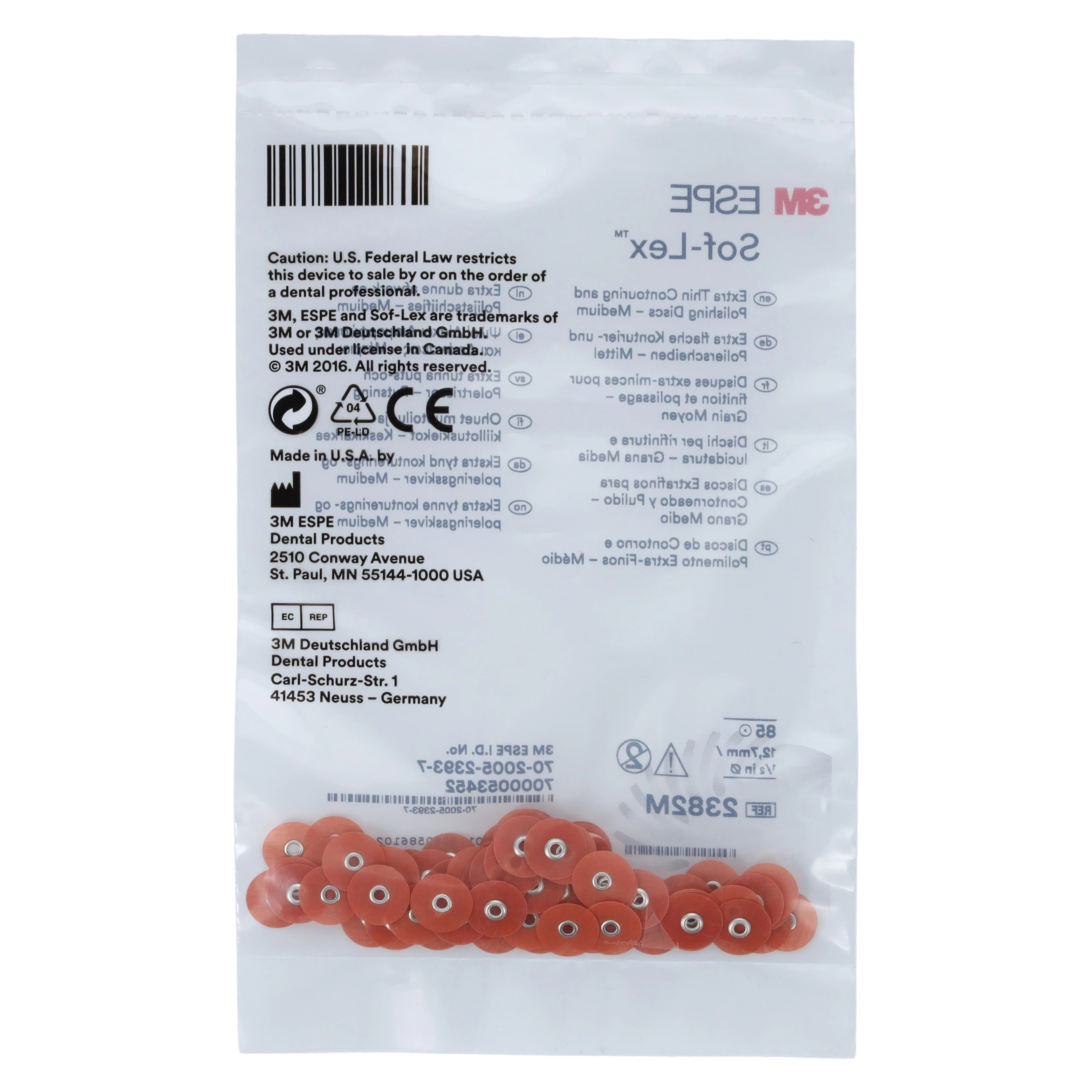 3M Sof-Lex XT Extra-Thin Contouring and Polishing Discs, Pop-On, 1/2" Diameter, Medium Grit, Orange, 85/Pk, 2382M thumbnail 4