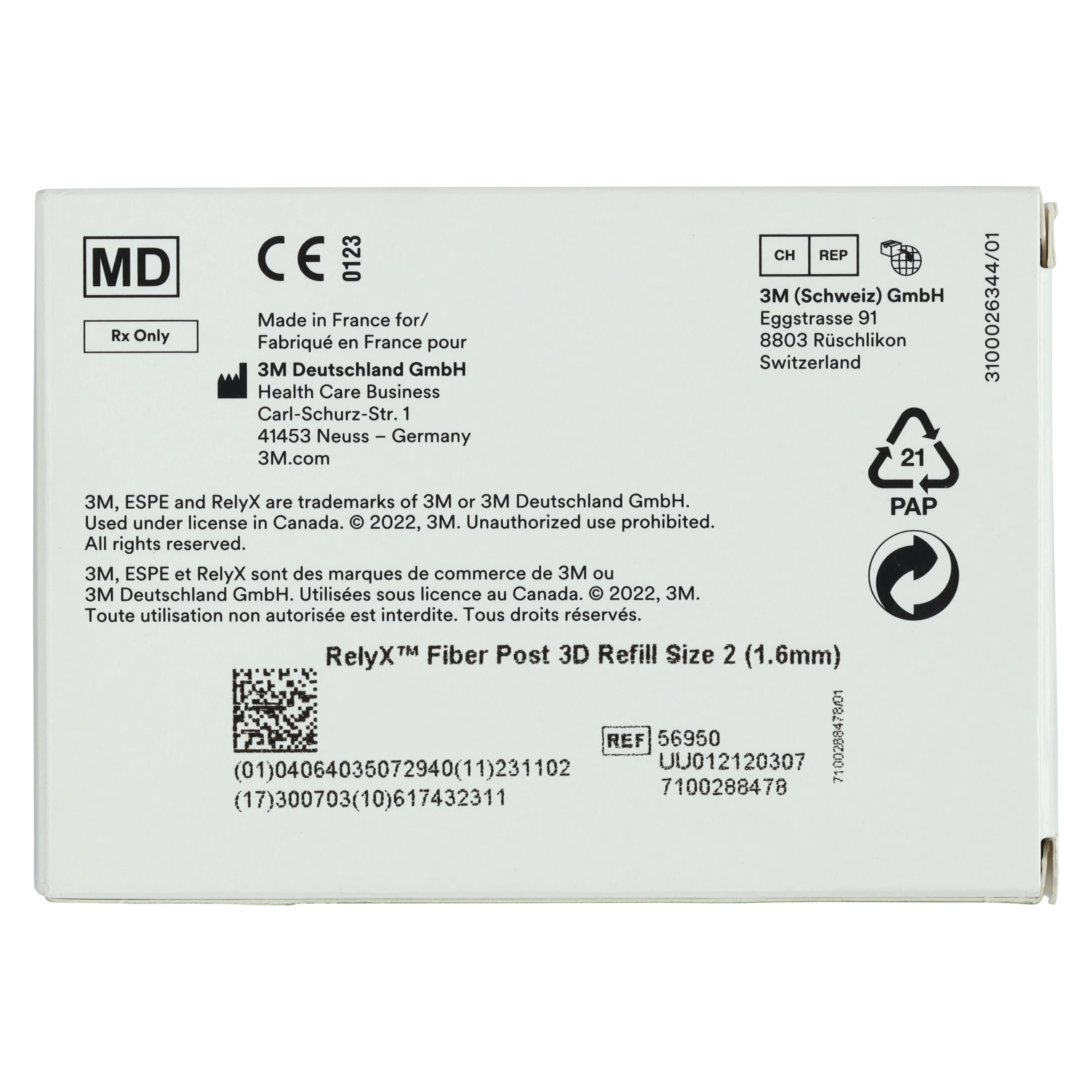 3M RelyX Fiber Post 3D Glass Fiber Post Refill, Size 2, Red, 1.6 mm, 10/Pk, 56950 thumbnail 5