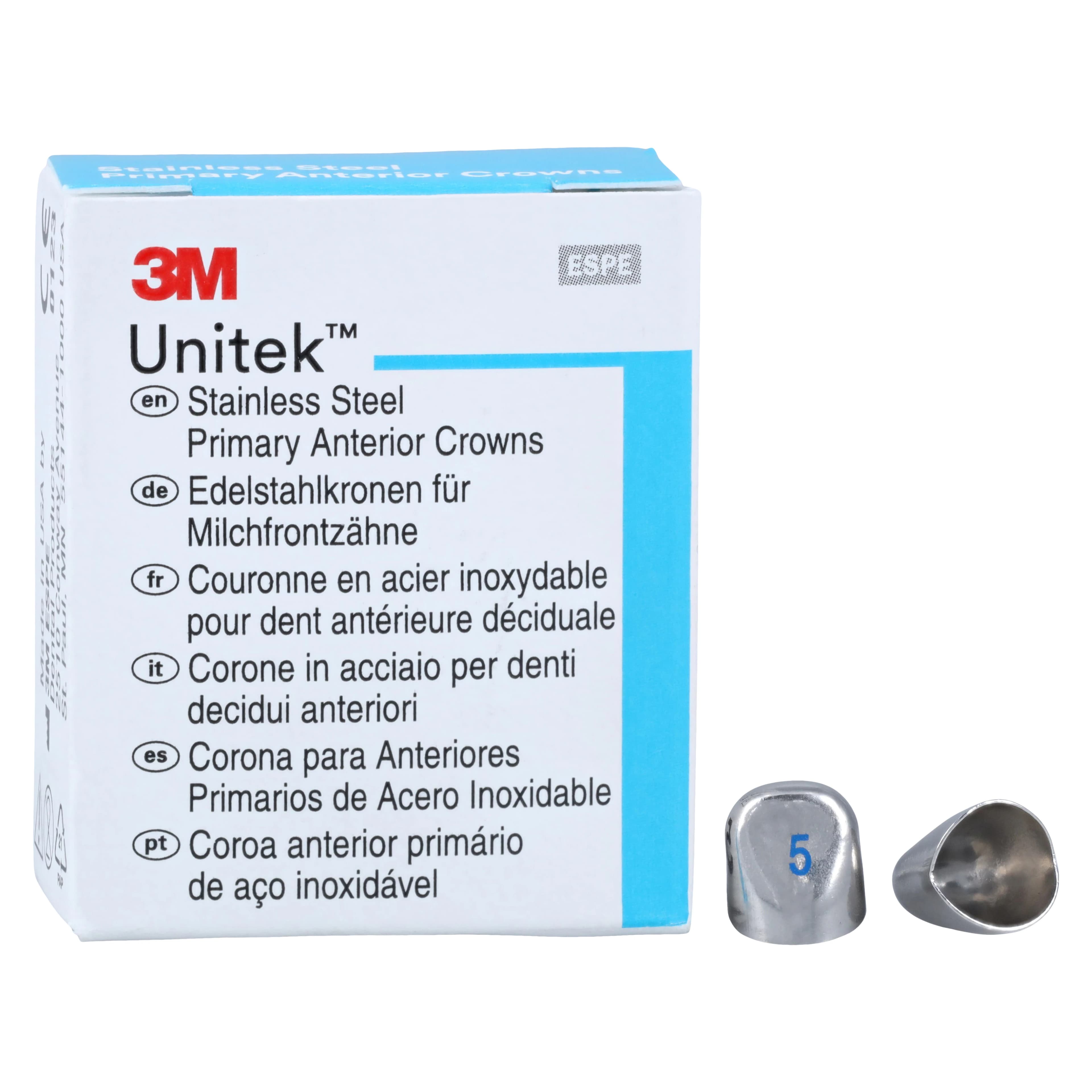 3M Unitek Stainless Steel Primary Anterior Crowns, Lower Cuspid, Size 5L (LC5), 5/Box, 907055 thumbnail 2