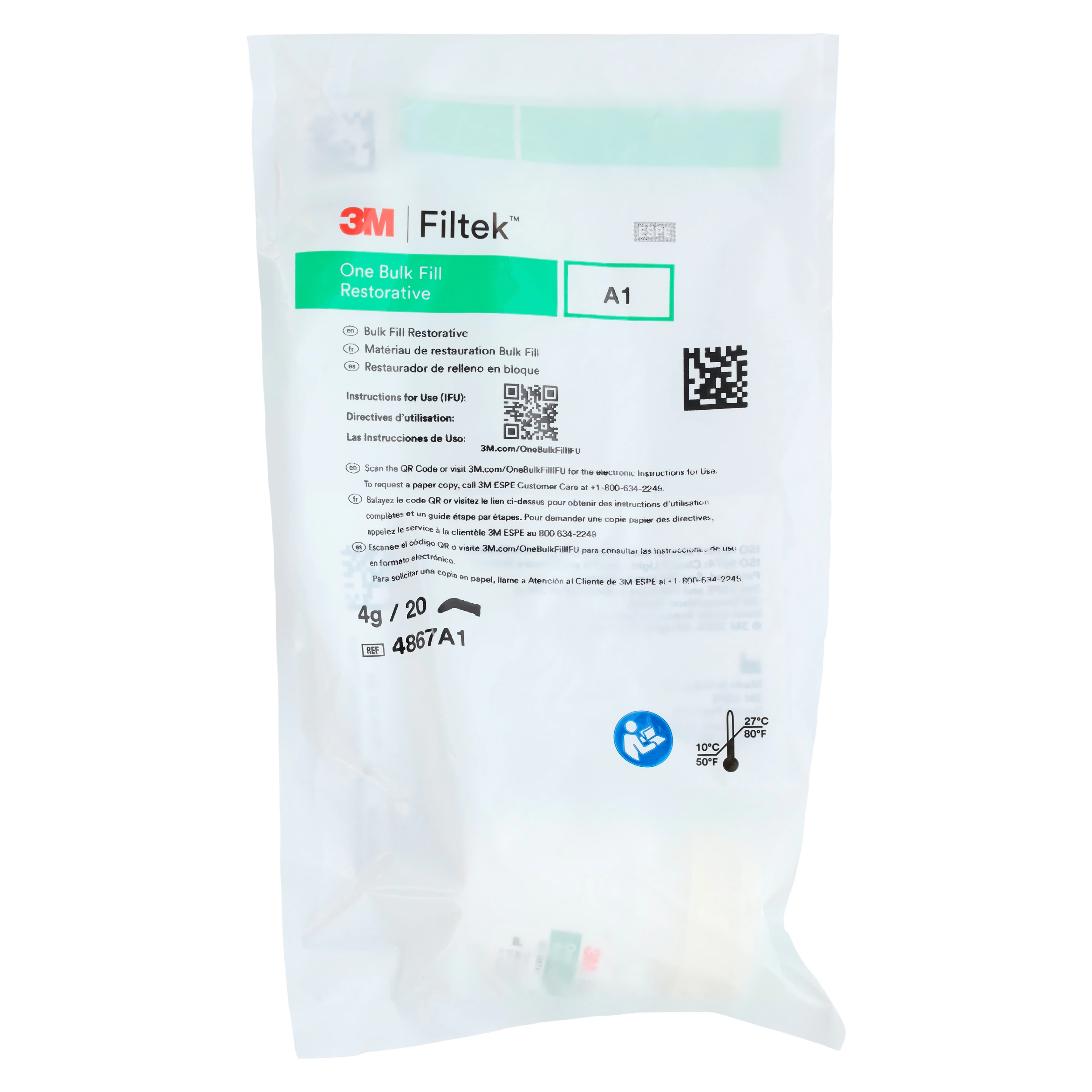 3M Filtek One Bulk Fill Restorative Capsules, Shade A1, 0.2 g, 20/Pk, 4867A1 thumbnail 5