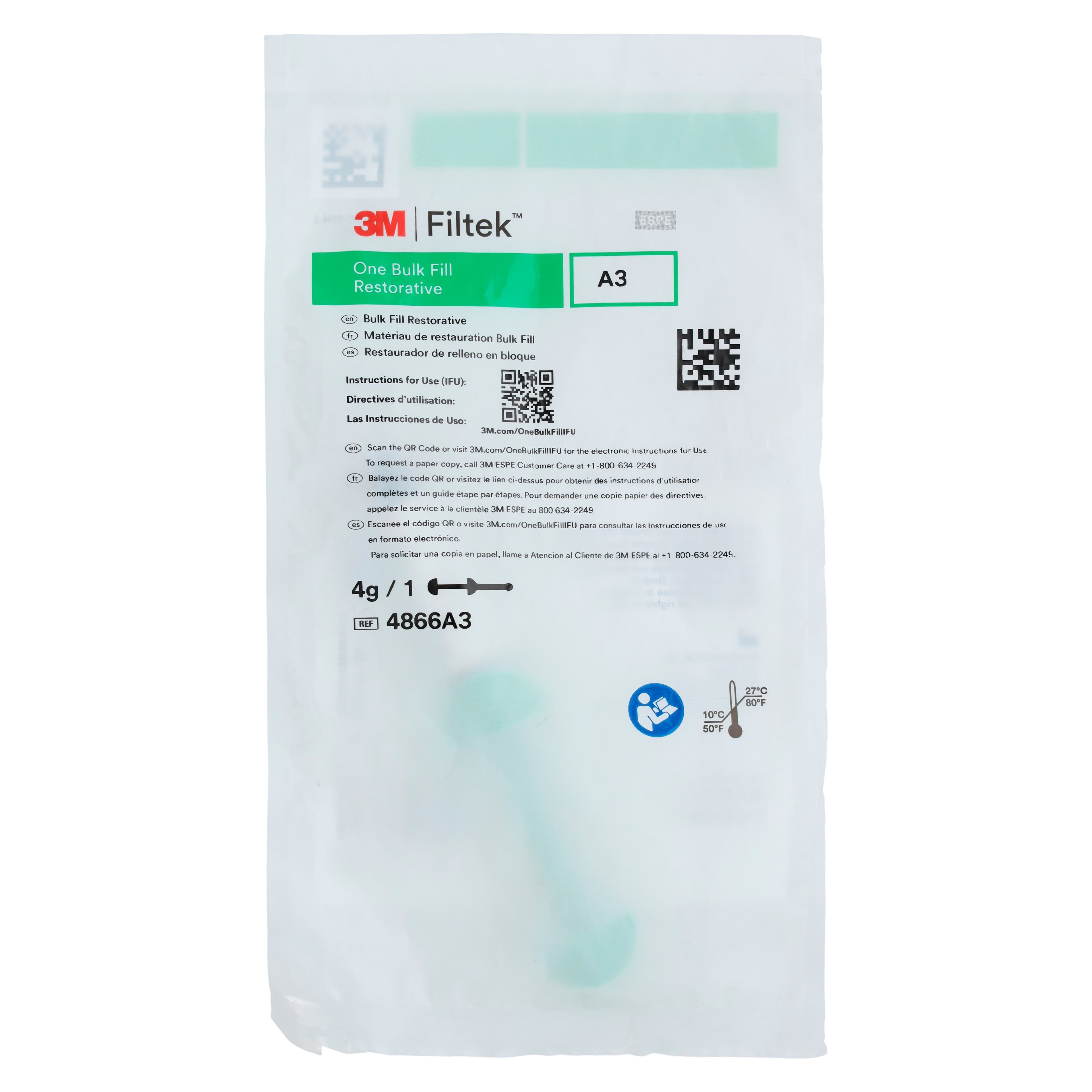 3M Filtek One Bulk Fill Restorative Syringe Refill, 4 g, A3, 1/Pk, 4866A3 thumbnail 4