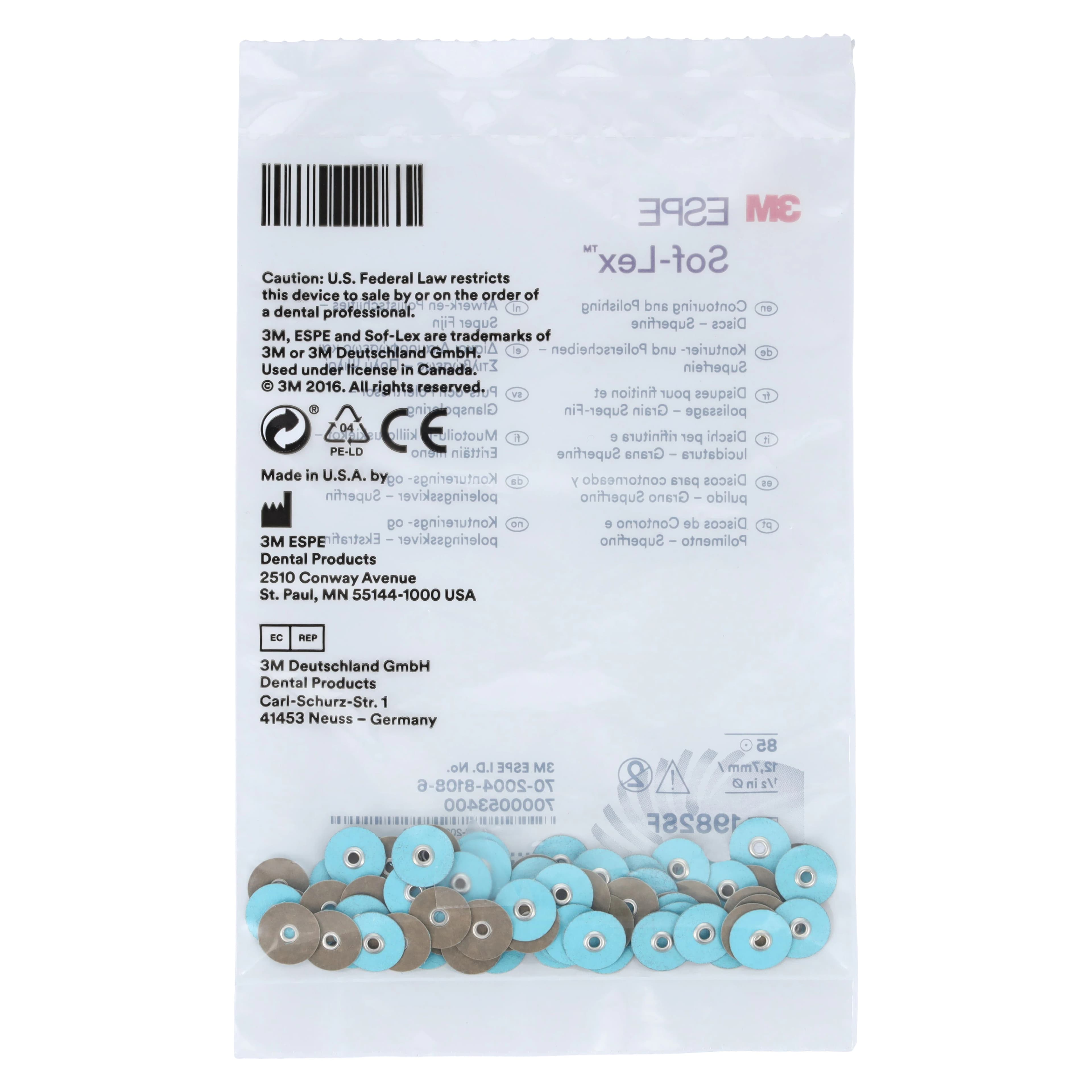 Sof-Lex Contouring and Polishing Discs, Pop-On, 1/2" Diameter, Superfine, Light Blue, 85/Pk, 1982SF thumbnail 4