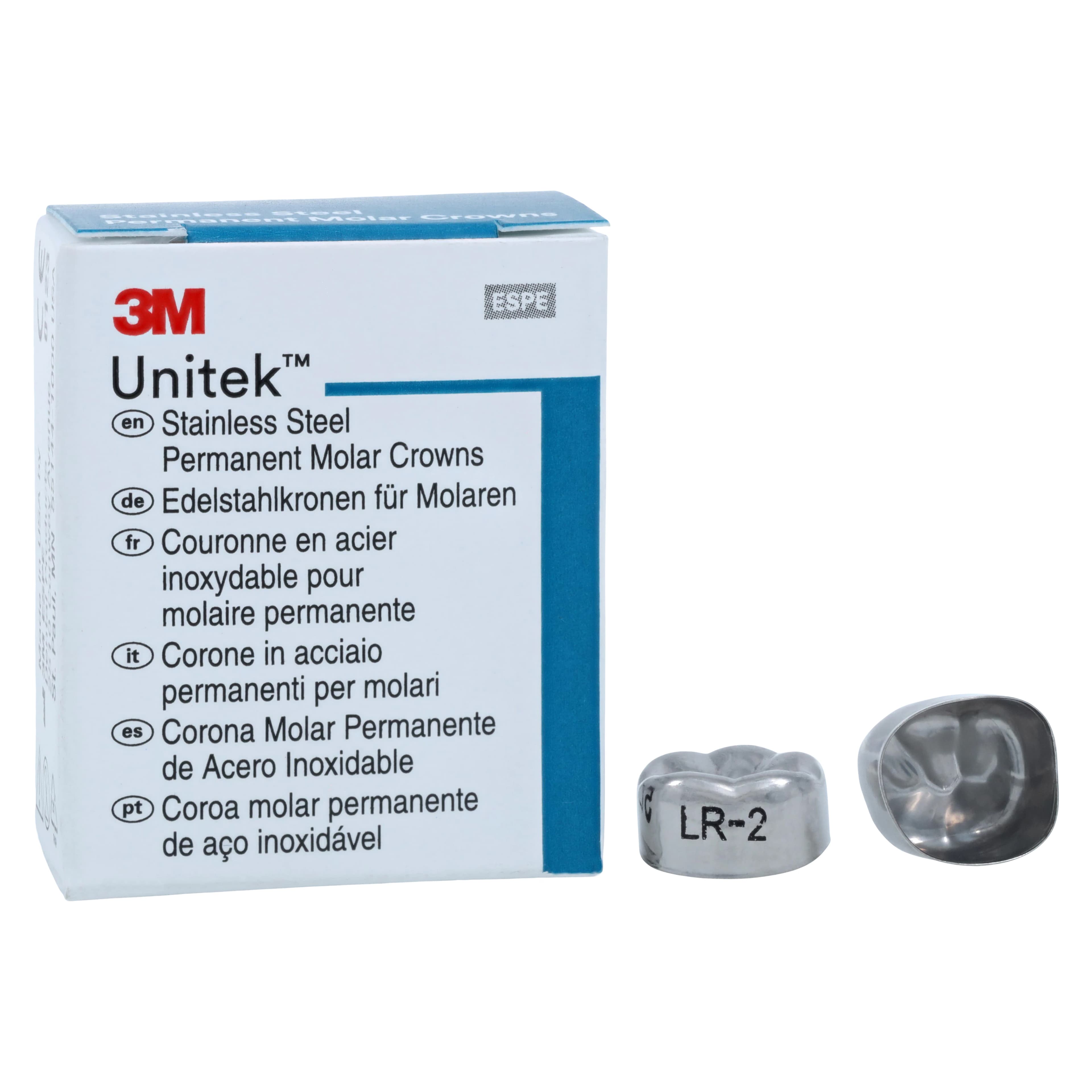 3M Unitek Stainless Steel Permanent Molar Crown, Lower Right First Permanent Molar, Size 2LR, 5/Box, 900342 thumbnail 2