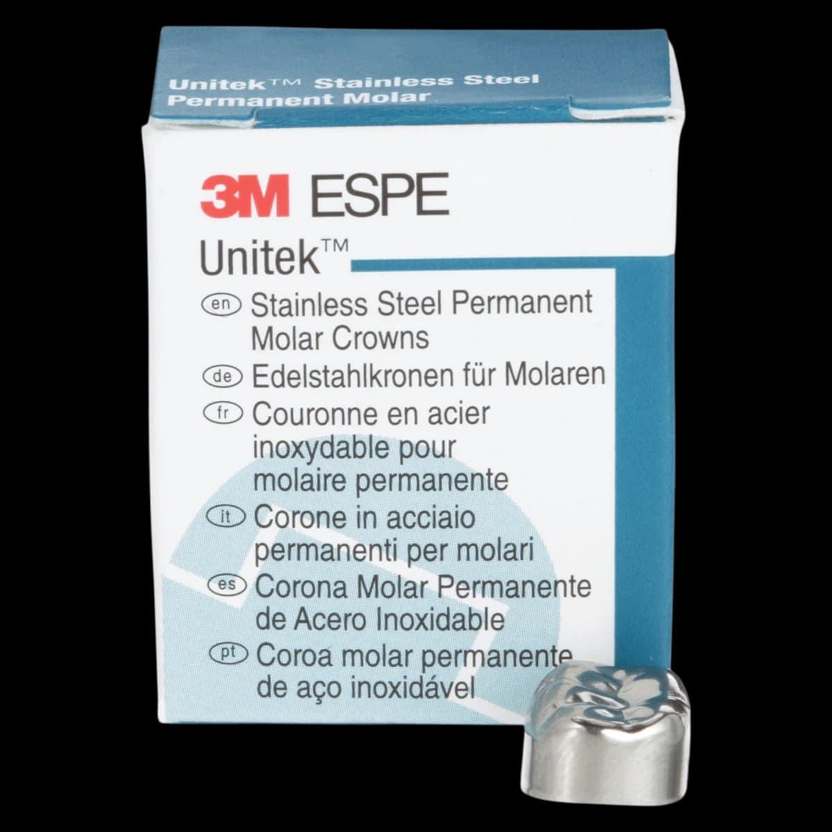 3M Unitek Stainless Steel Permanent Molar Crown, Lower Right First Permanent Molar, Size 2LR, 5/Box, 900342 - 3M Unitek SS Permanent Molar Crowns Lower Right First Permanent Molar Size 2 5Bx - Image 1