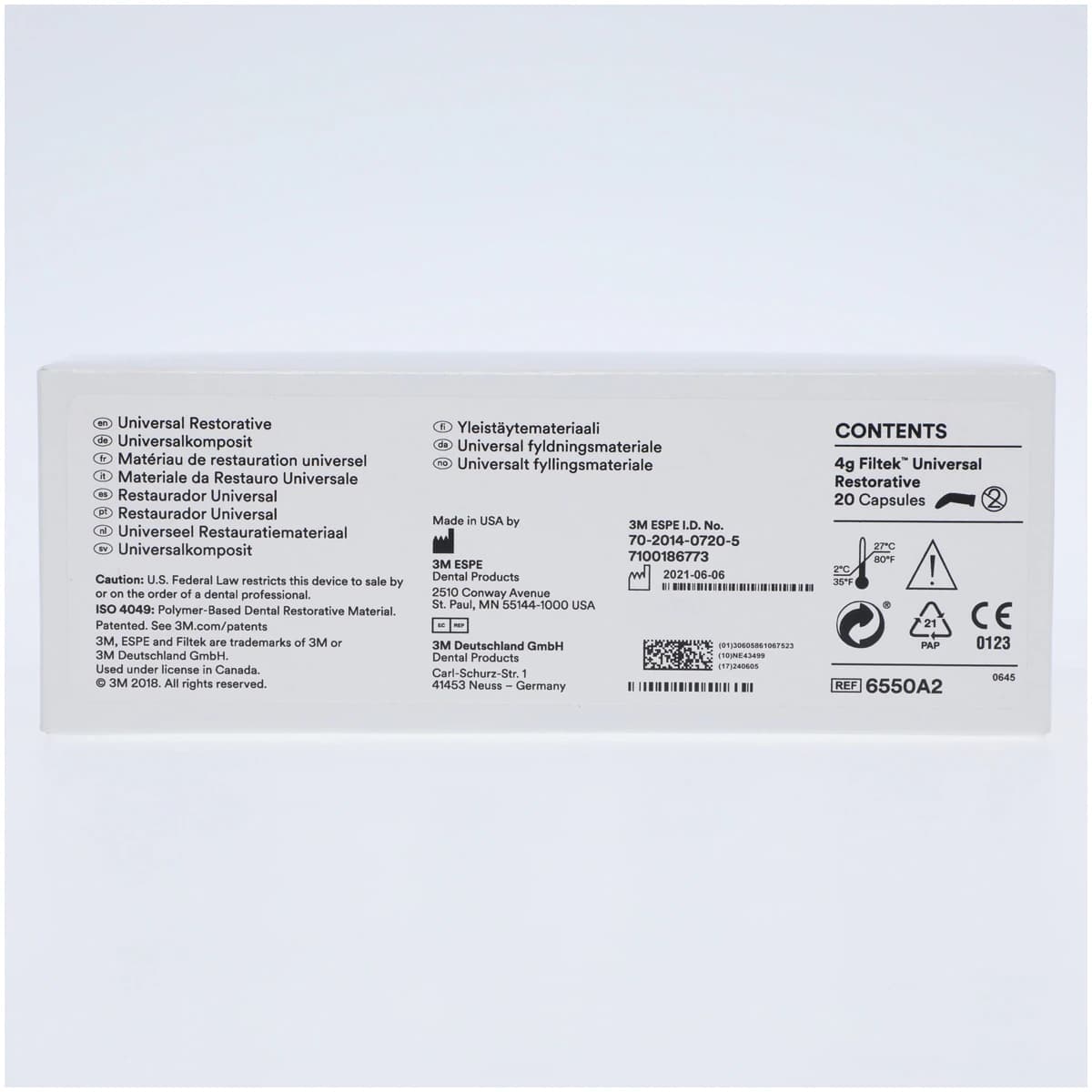 3M Filtek Universal Restorative A2 Capsules, 0.2 g, 20/Pk, 6550A2 thumbnail 2