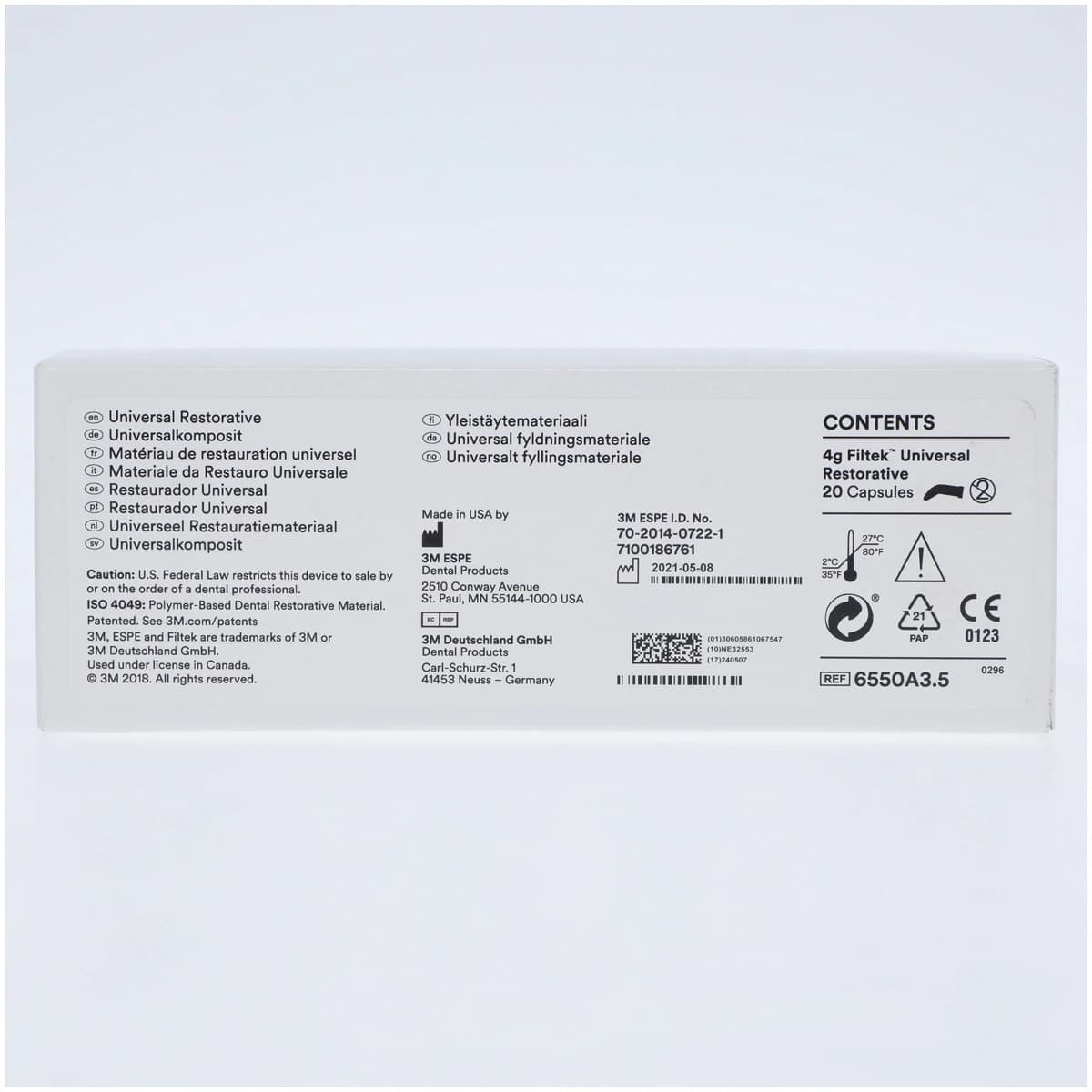 3M Filtek Universal Restorative Capsules, Shade A3.5, 0.2 g, 20/Pk, 6550A3.5 thumbnail 2