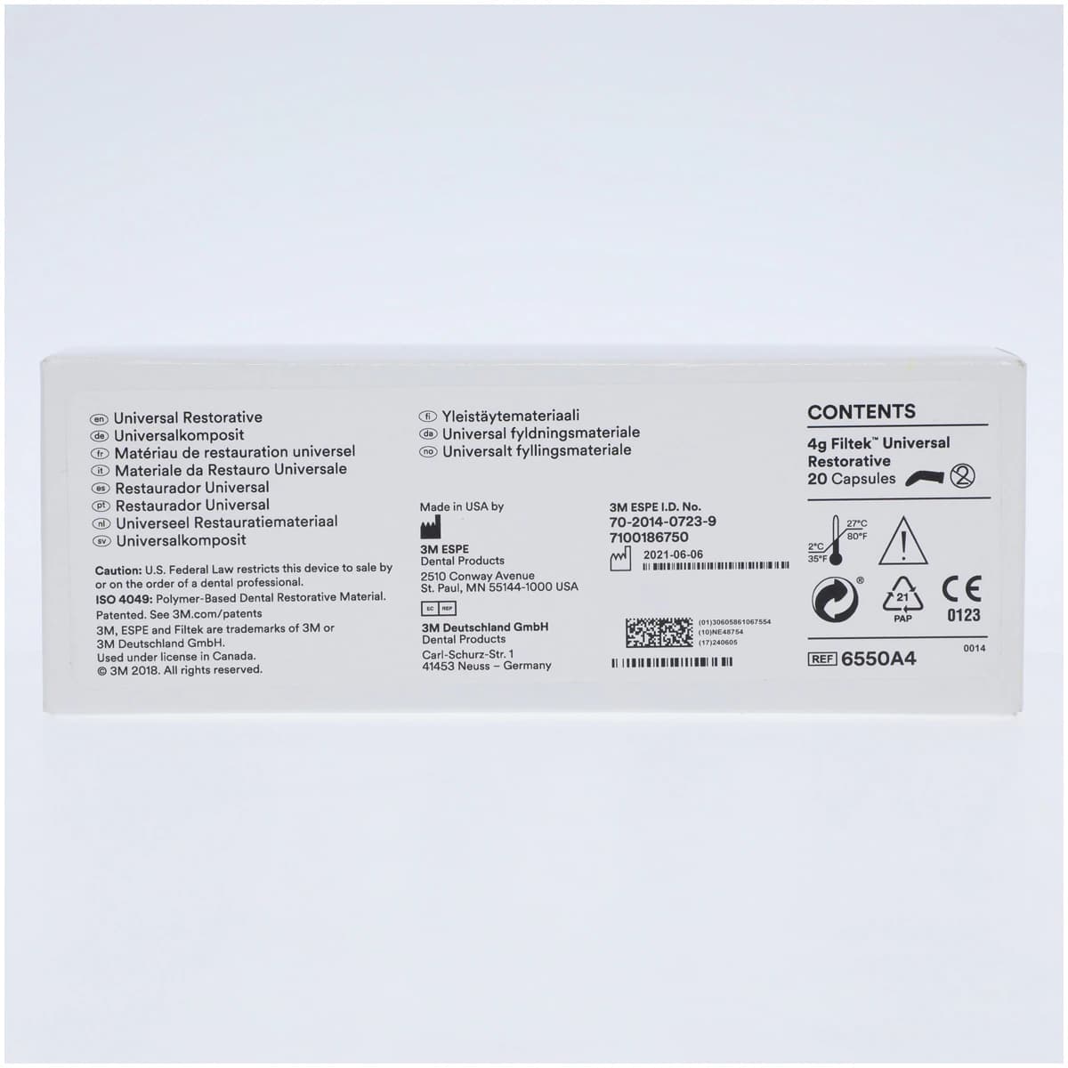 3M Filtek Universal Restorative Capsules, Shade A4, 0.2 g, 20/Pk, 6550A4 thumbnail 2