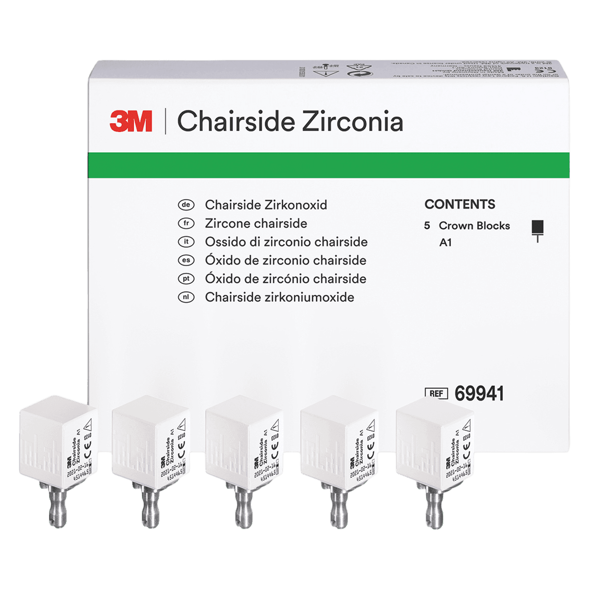 Solventum (3M) Chairside Zirconia Crown Block Refill for CEREC, Shade A1, 20 mm, 5/Pkg, 69941 thumbnail 2