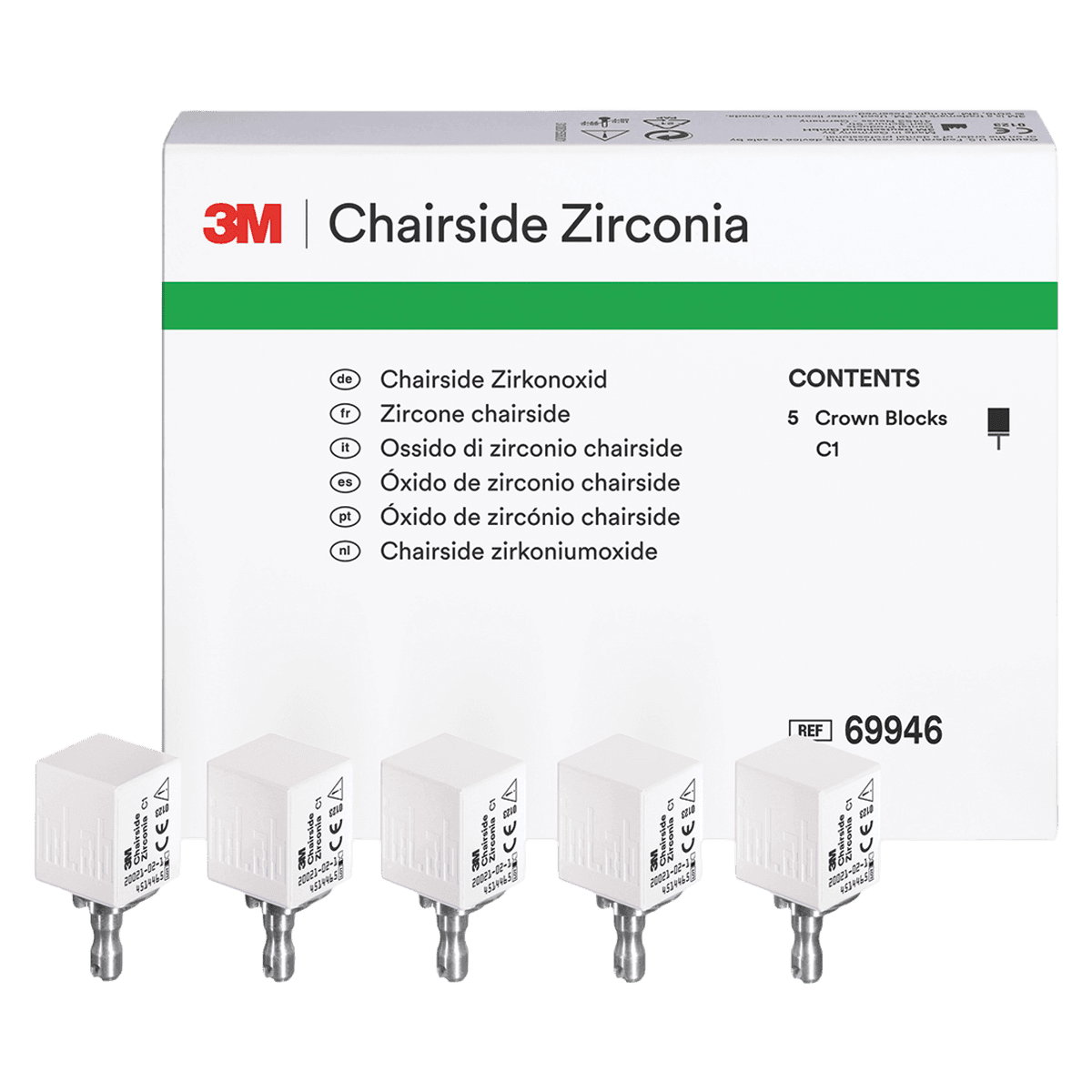 Solventum (3M) Chairside Zirconia Crown Block for CEREC, Shade C1, 20 mm, Refill, 5/Pk, 69946 thumbnail 2