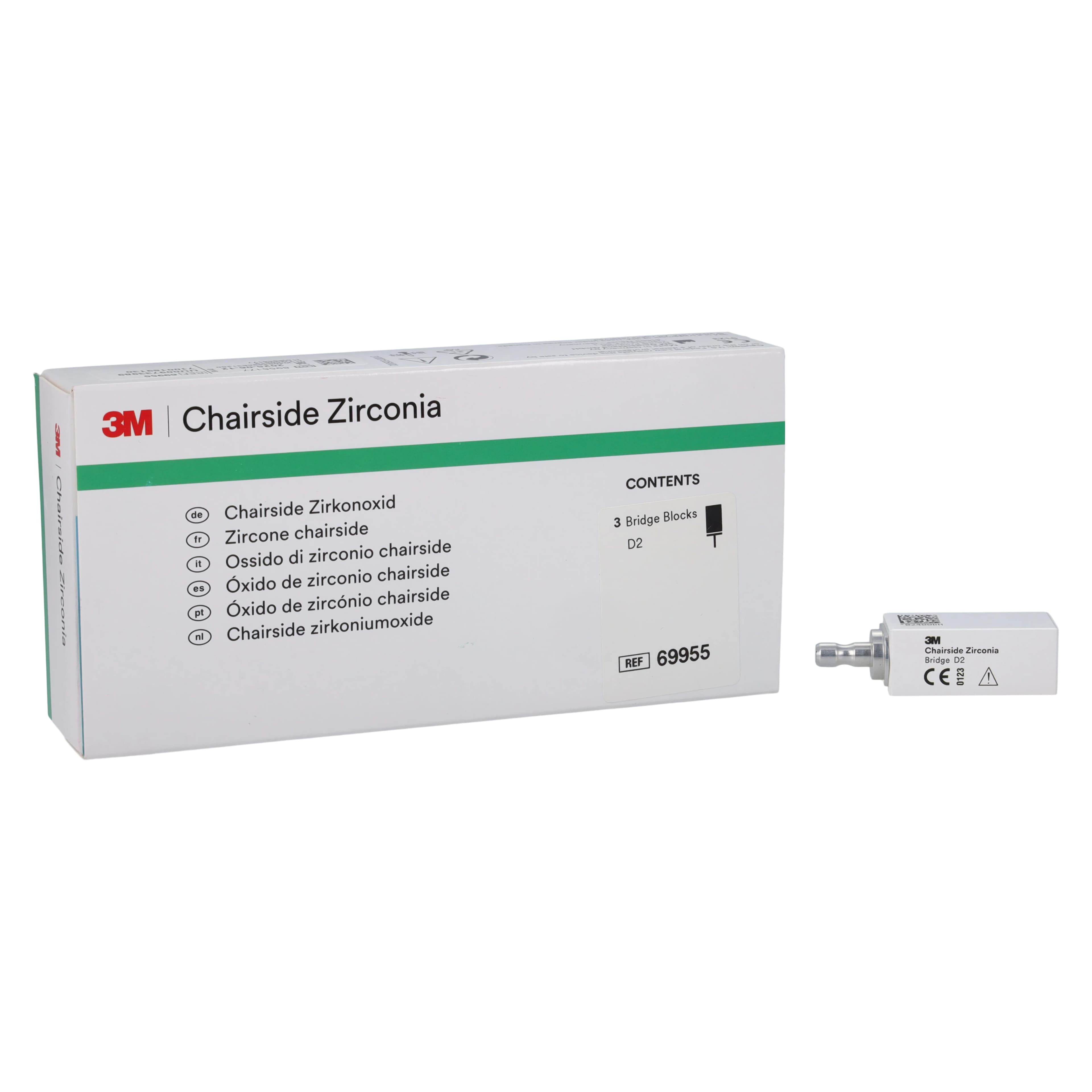 3M Chairside Zirconia for CEREC Bridge Block Refill, Shade D2, 39 mm, 3/Pkg, 69955 thumbnail 2