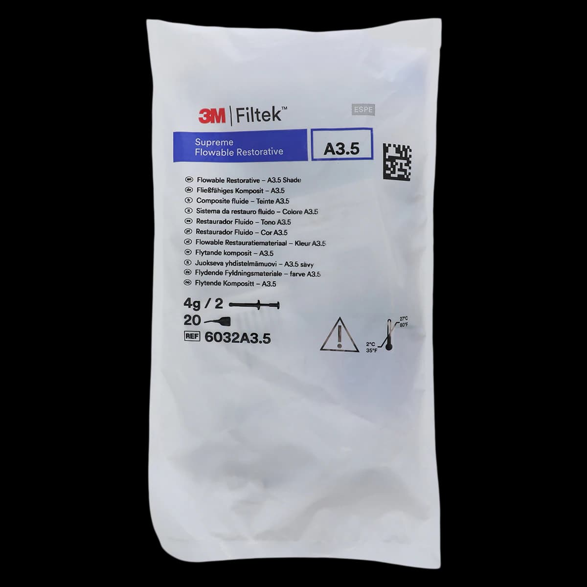 3M Filtek Supreme Ultra Flowable Restorative Syringe Refill, A3.5, 2 g, 2/Pk, 6032A3.5 - Filtek Supreme Ultra Flowable, Syringe Refill, 2 g, A3.5, 2/Pk, 6032A3.5 - Image 1