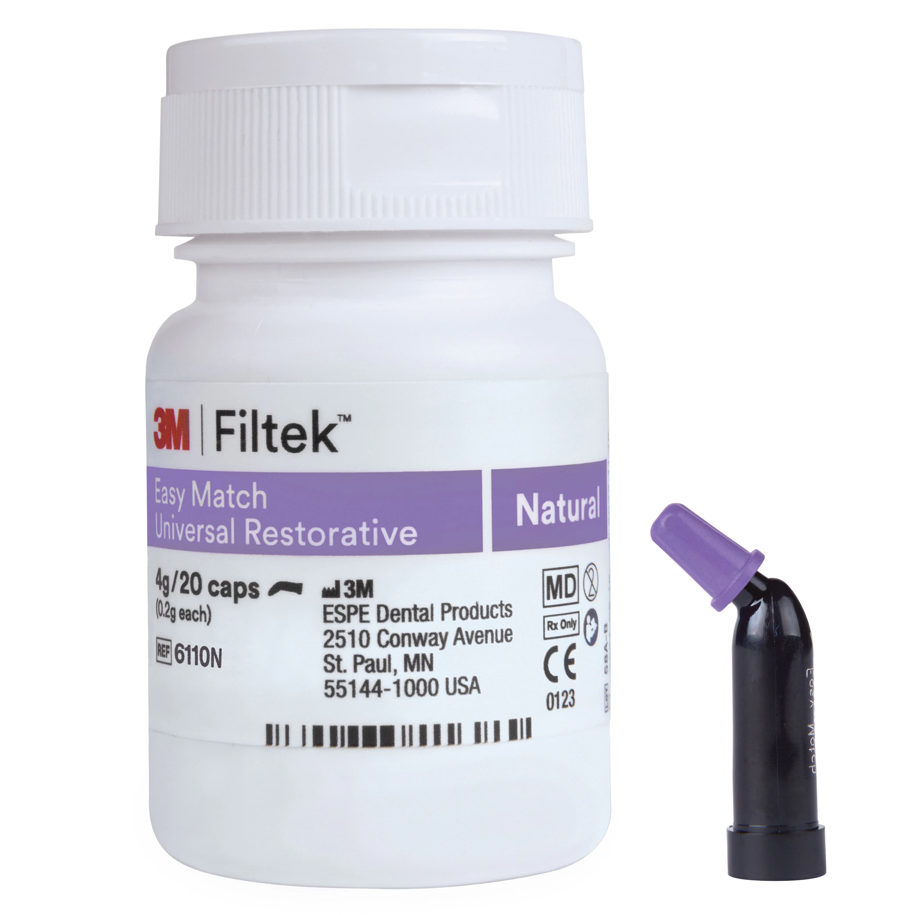 3M (Solventum) Filtek Easy Match Universal Restorative Capsules, Natural, 0.2g, 20/Pk, 6110N - Filtek Easy Match Universal Restorative 0.2g Capsule 20/Pk Natural, 6110N - Image 1