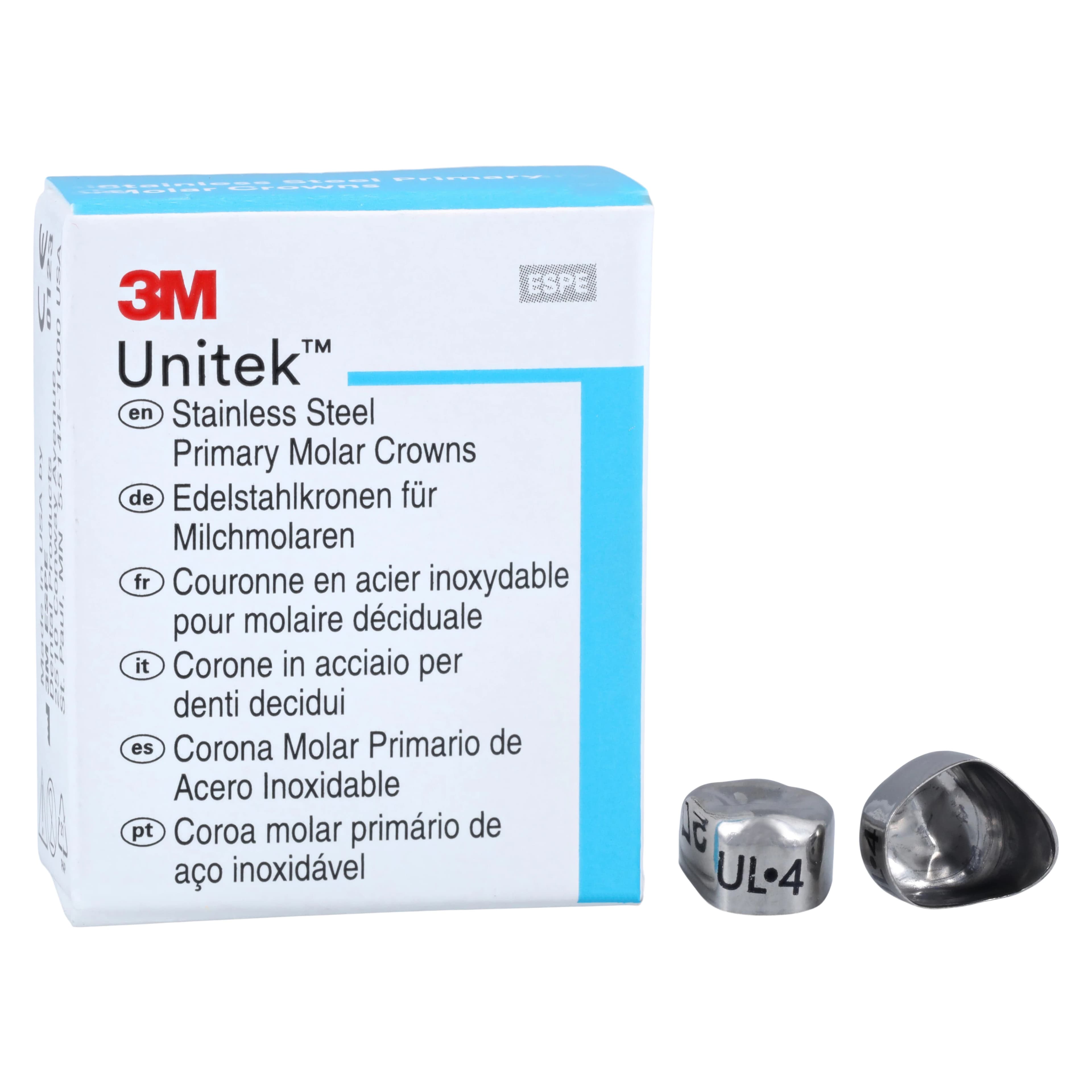 3M Unitek Stainless Steel Primary Molar Crown, Upper Left First Primary Molar, Size 4, 5/Box, 900114 thumbnail 2
