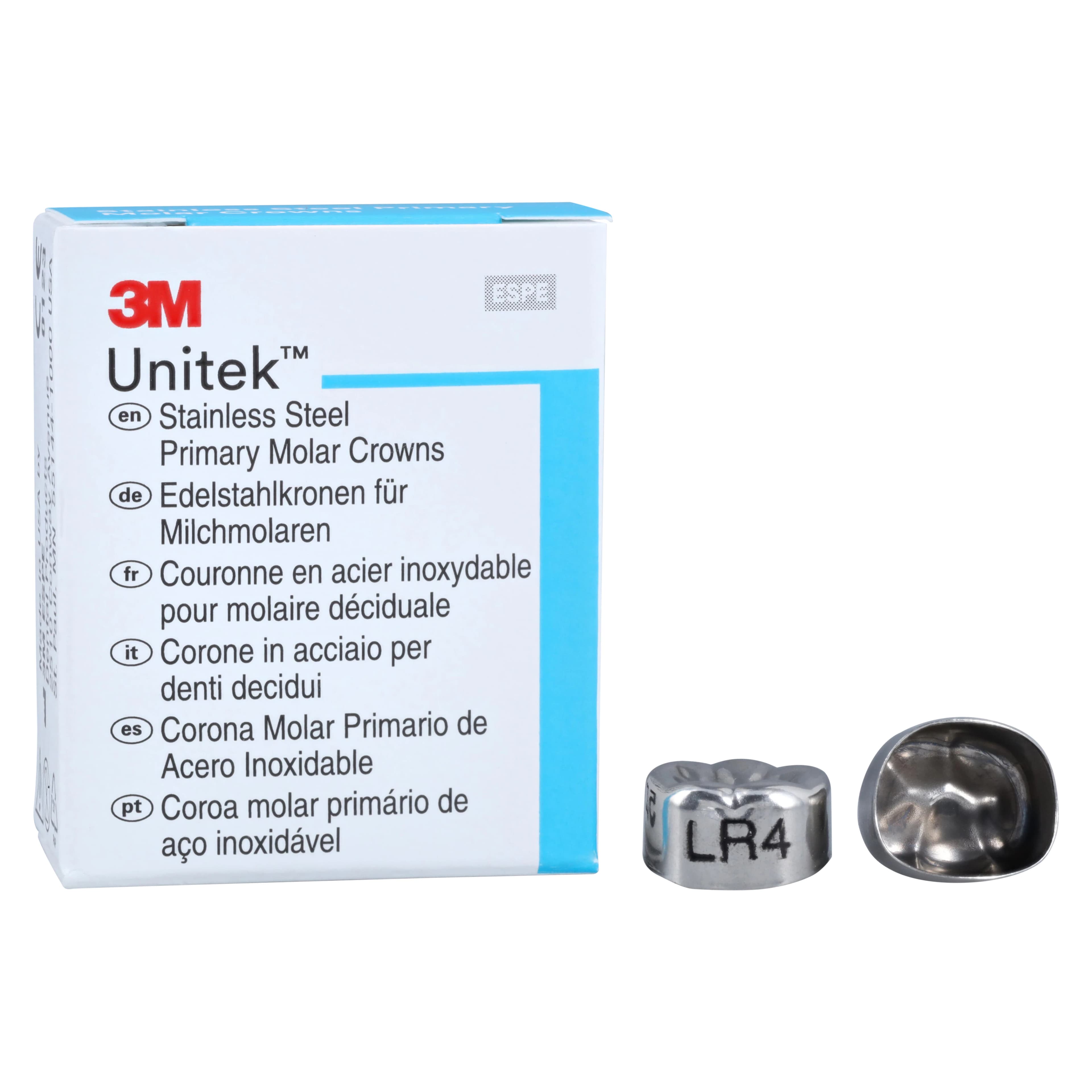 3M Unitek Stainless Steel Primary Molar Crown, Lower Right Second Primary Molar, Size 4 (2LR4), 5/Box, 900244 thumbnail 2