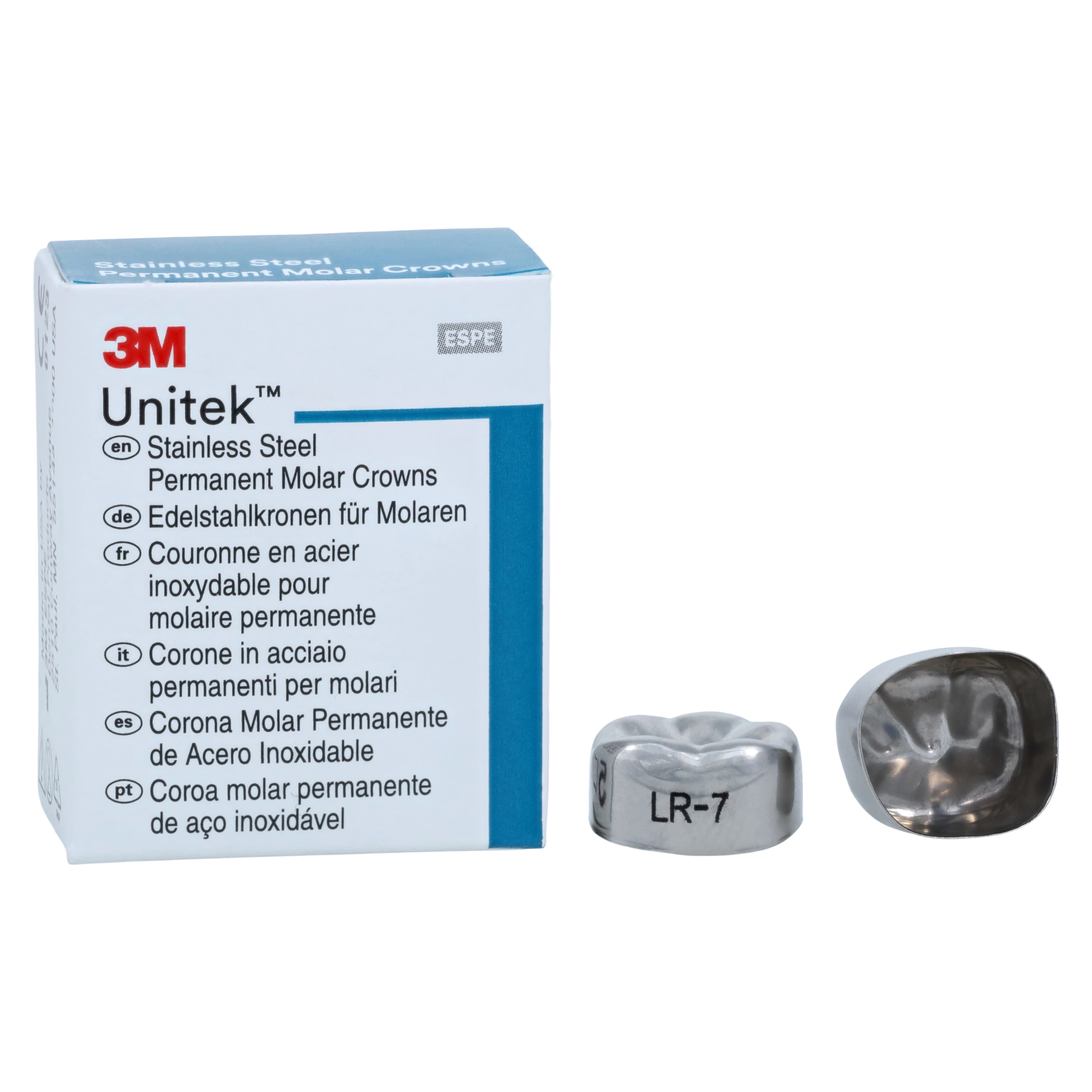 3M Unitek Stainless Steel Permanent Molar Crown, Lower Right First Molar, Size 7 (1LR7), 5/Box, 900347 thumbnail 2