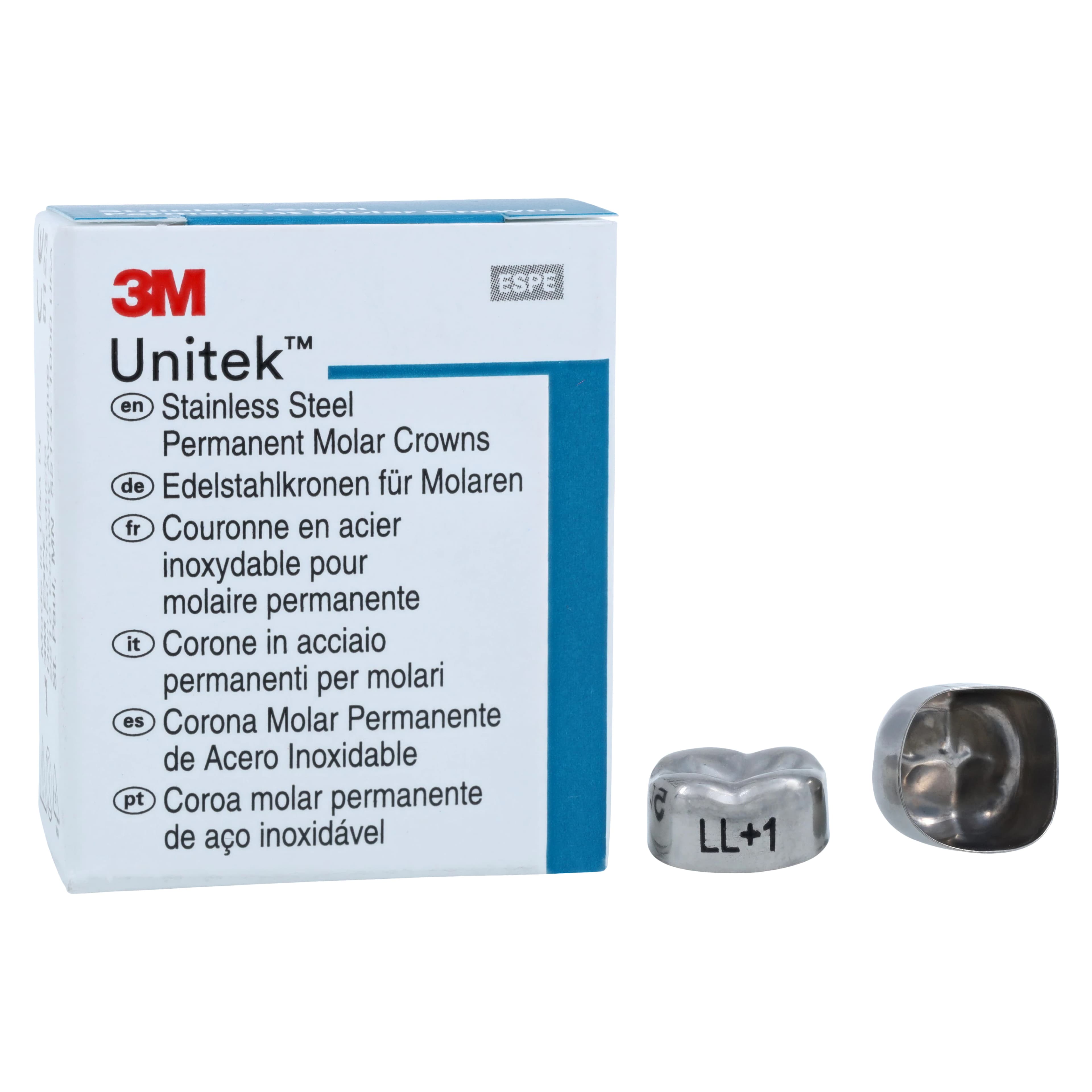 3M Unitek Stainless Steel Permanent Molar Crown, Lower Left Second Molar, Size 1, 5/Box, 900431 thumbnail 2