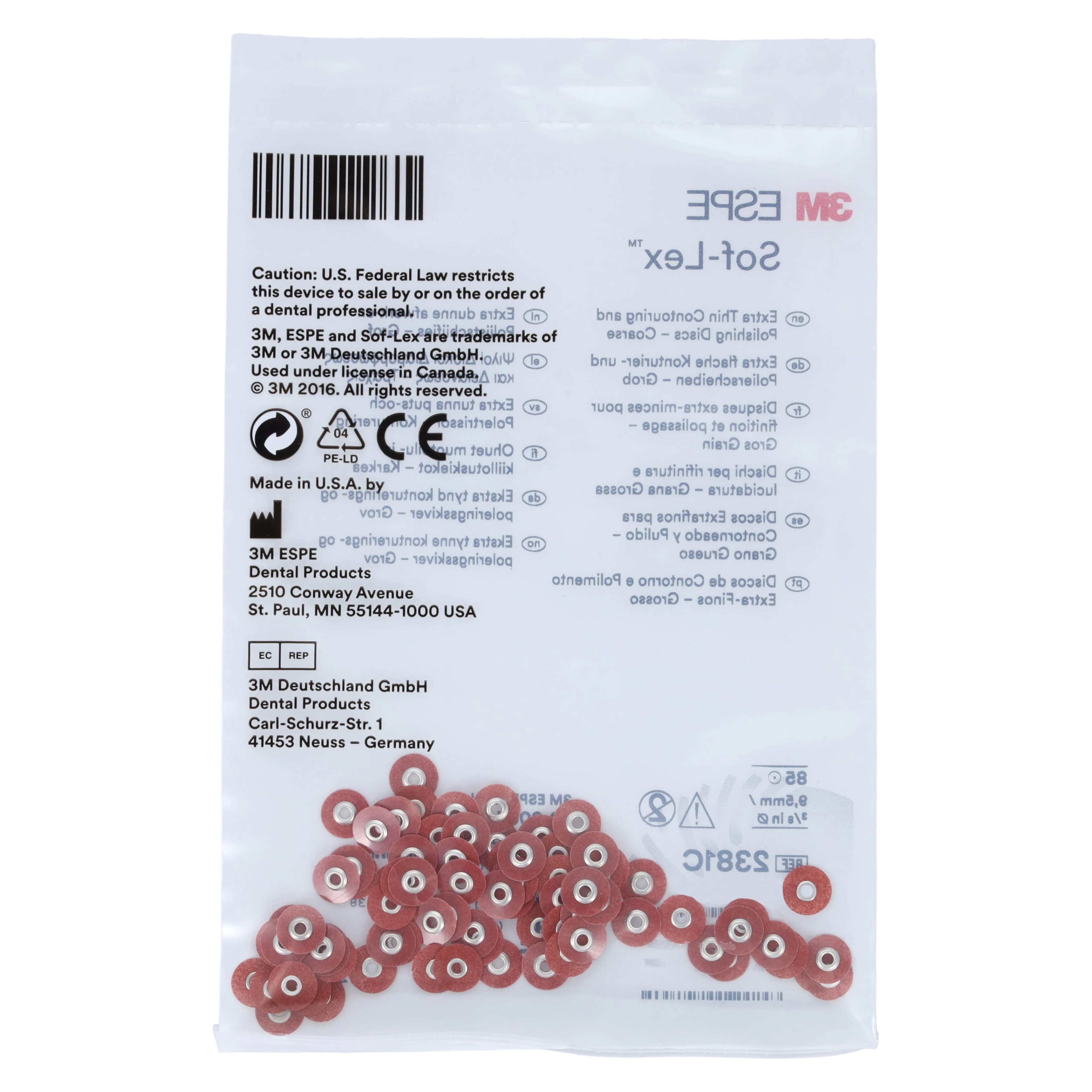 Sof-Lex XT Extra-Thin Contouring and Polishing Discs, Pop-On, 3/8" Diameter, Coarse, Dark Orange, 85/Pk, 2381C thumbnail 4