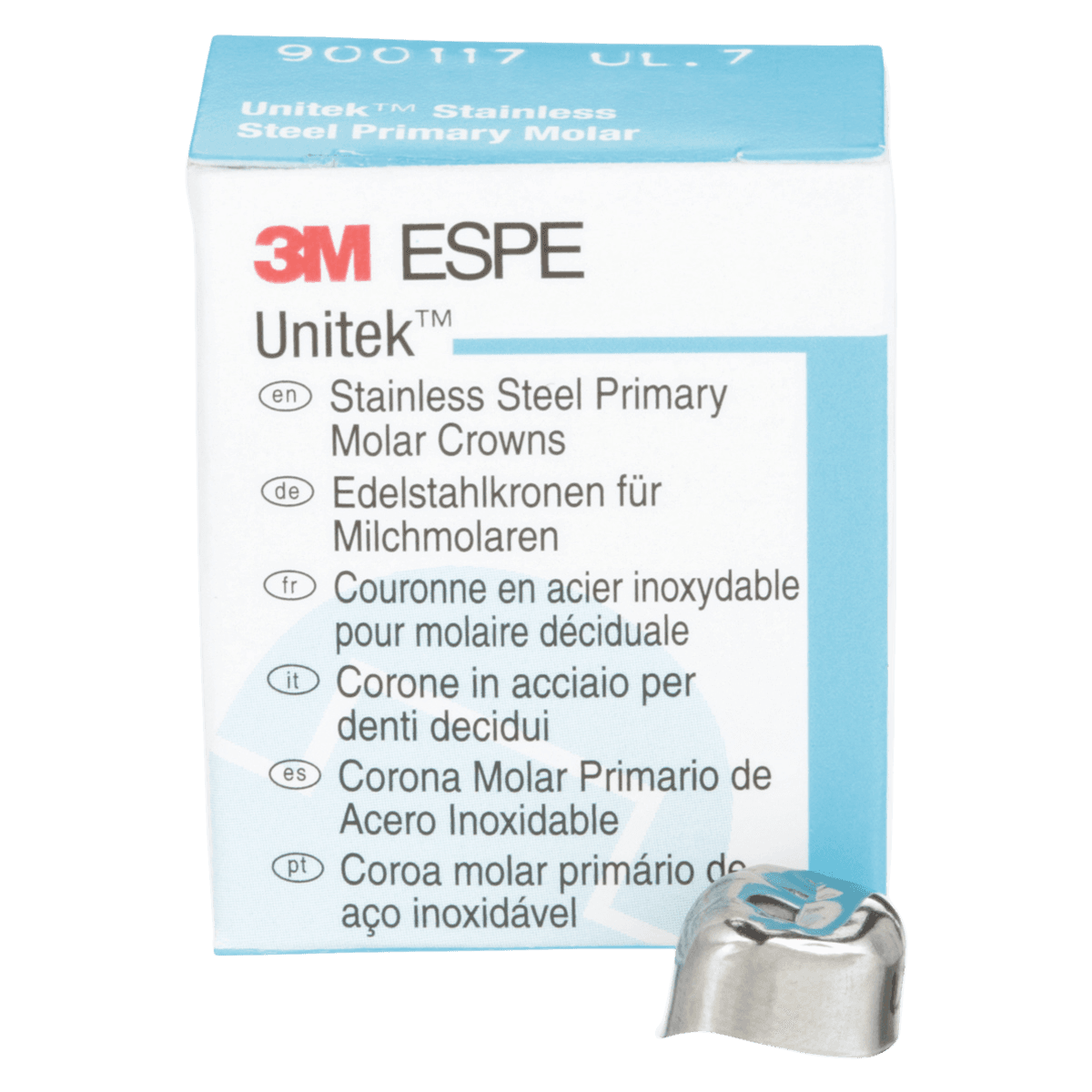 3M Unitek Stainless Steel Primary Molar Crown, Upper Left First Molar, Size 7, 5/Box, 900117 thumbnail 2