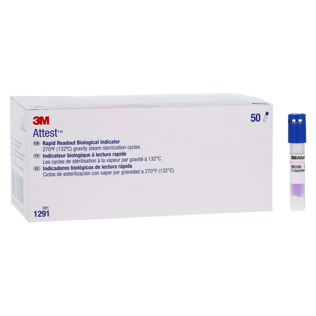 3M Attest Rapid Readout Biological Indicator 1291, Blue Cap, Steam Sterilization, 50/Bx thumbnail 2