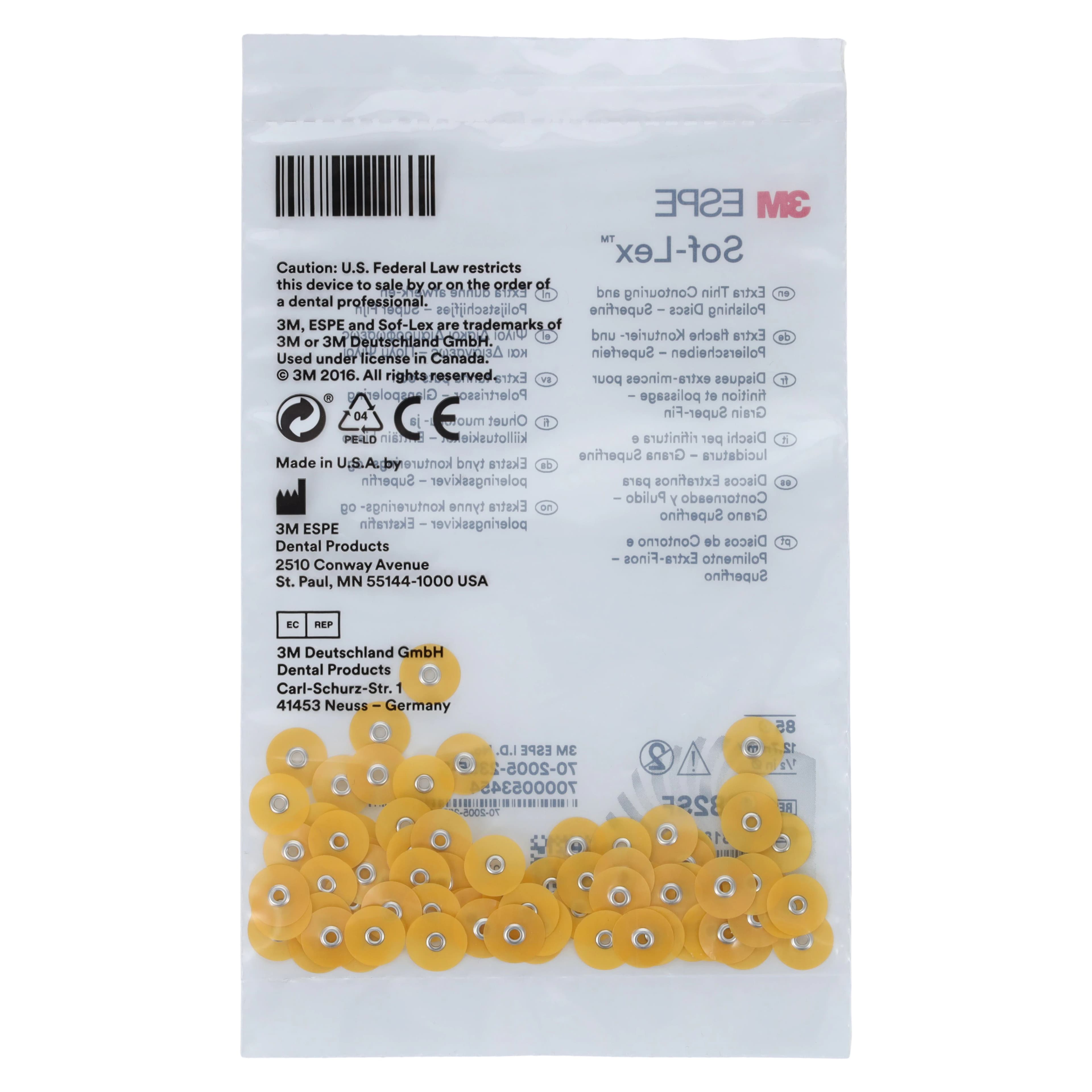 3M Sof-Lex XT Extra-Thin Contouring and Polishing Discs, Pop-On, 1/2" Diameter, Superfine, Yellow, 85/Pk, 2382SF thumbnail 4