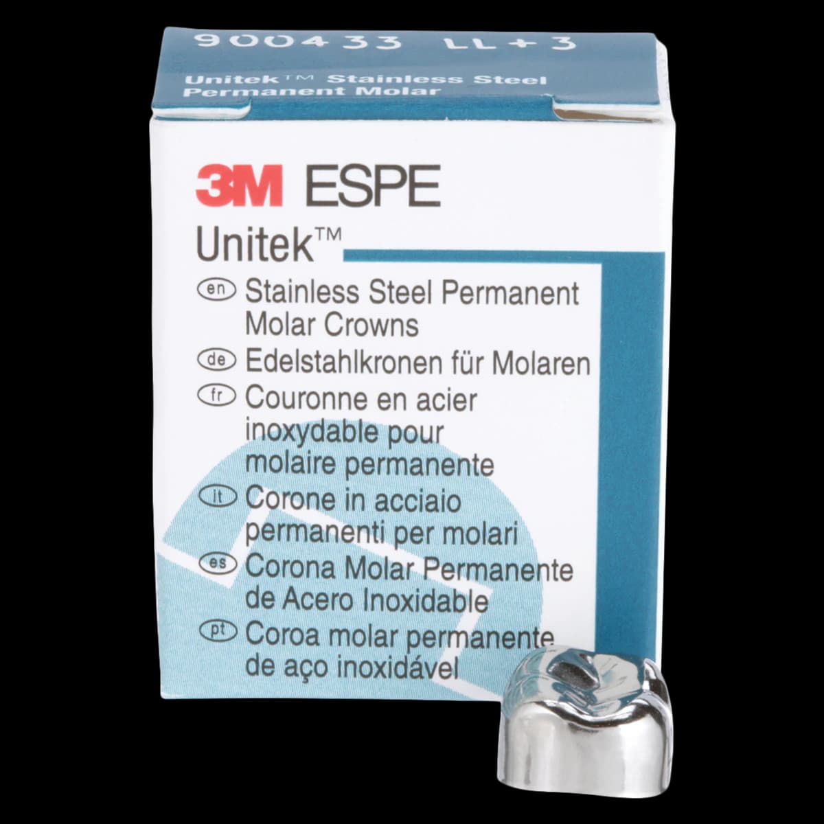 3M Unitek Stainless Steel Permanent Molar Crown, Lower Left Second Molar, Size 3, 5/Box, 900433 thumbnail 2