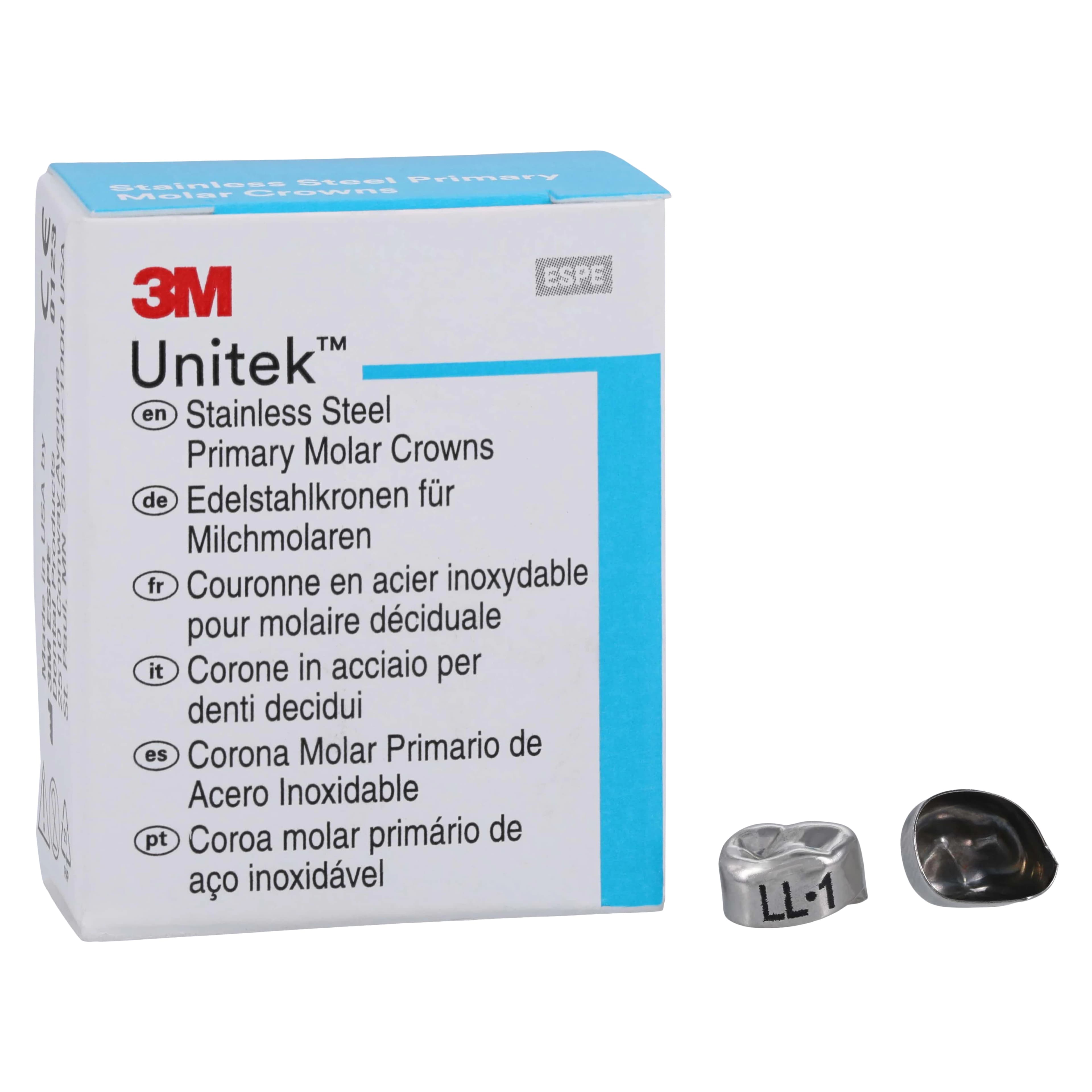 3M Unitek Stainless Steel Primary Molar Crown, Lower Left First Molar, Size 1 (LL1), 5/Box, 900131 thumbnail 2