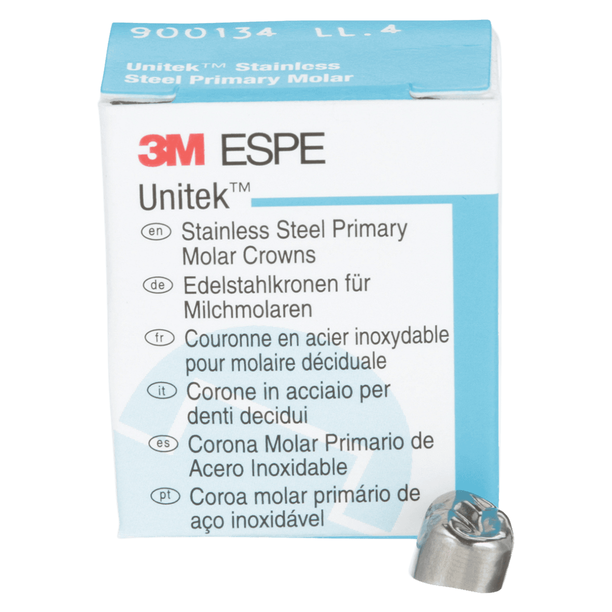 3M Unitek Stainless Steel Primary Molar Crown, Lower Left First Molar, Size 4 (1LL4), 5/Box, 900134 thumbnail 2