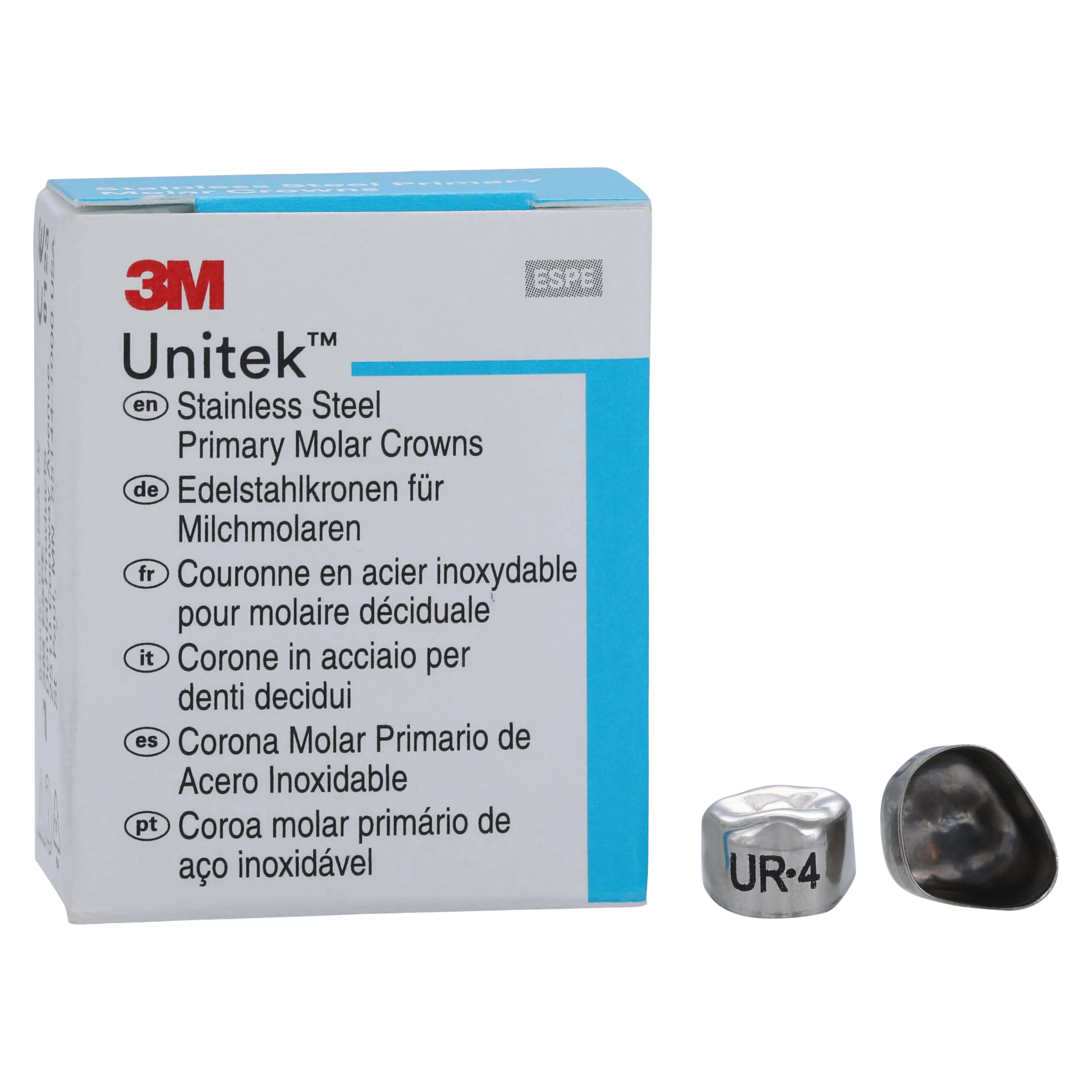 3M Unitek Stainless Steel Primary Molar Crown, Upper Right First Molar, Size 4 (UR4), 5/Box, 900124 thumbnail 2