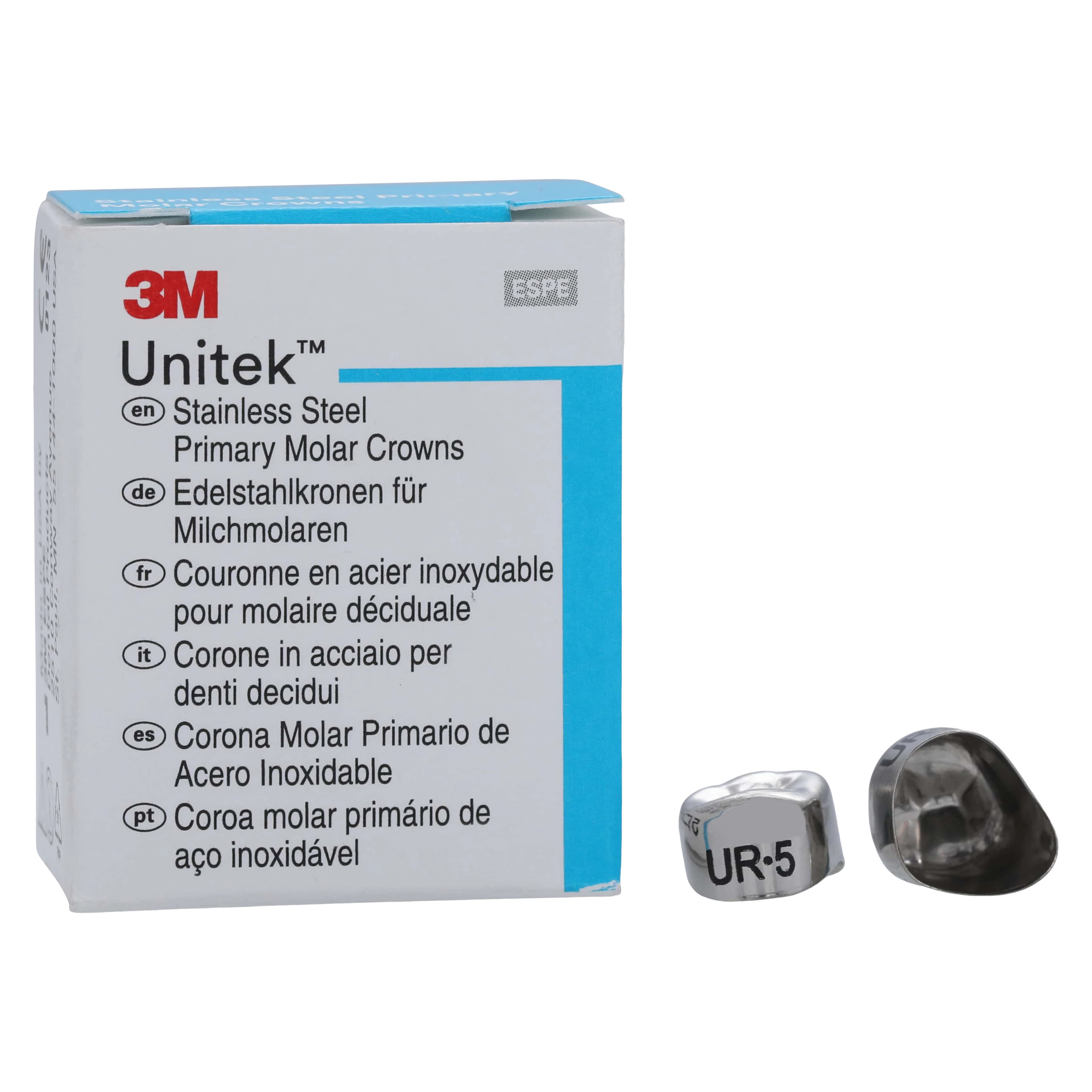 3M Unitek Stainless Steel Primary Molar Crown, Upper Right First Primary Molar, Size 5, 5/Box, 900125 thumbnail 2